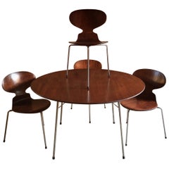 Arne Jacobsen Table and Four Ant Chairs Danish 1950s Midcentury Fritz Hansen