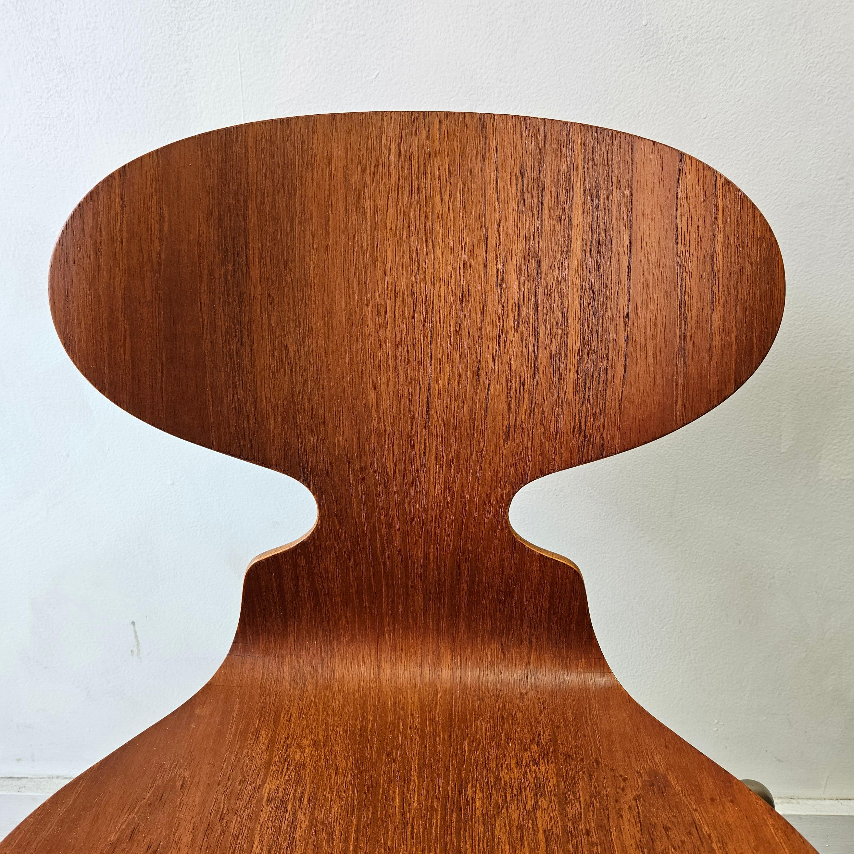 Chrome Arne Jacobsen Teak Ant Dining Chair for Fritz Hansen