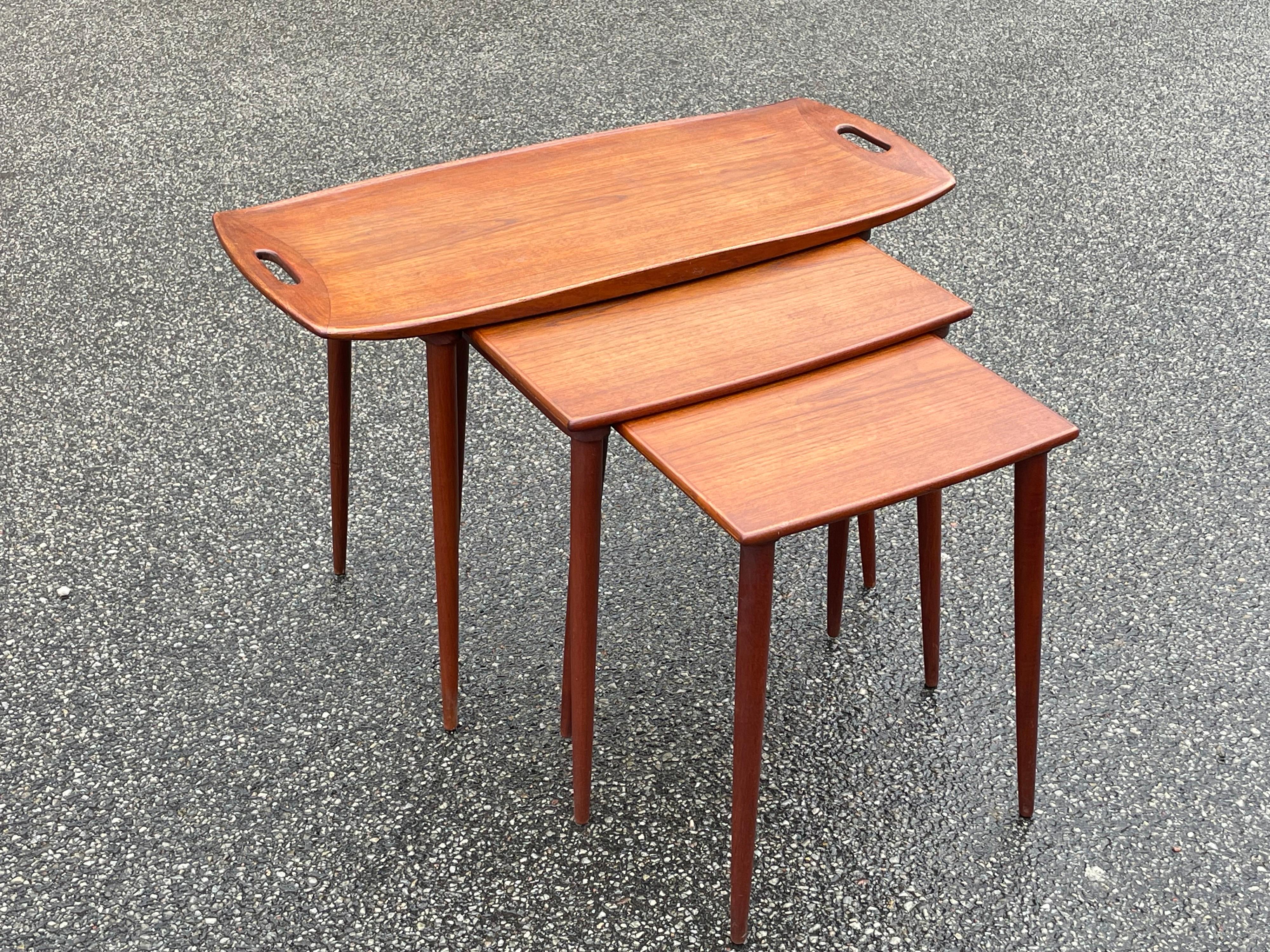 Danish Arne Jacobsen Teak Nesting Tables, 1960´S