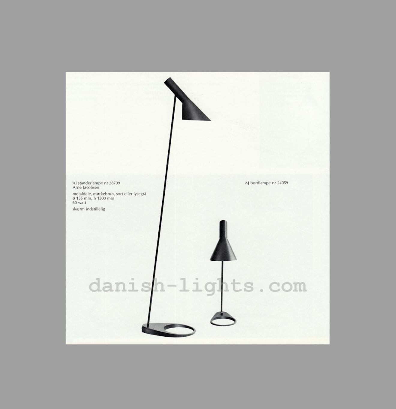 Arne Jacobsen Vintage Black Metal Floor Lamp 