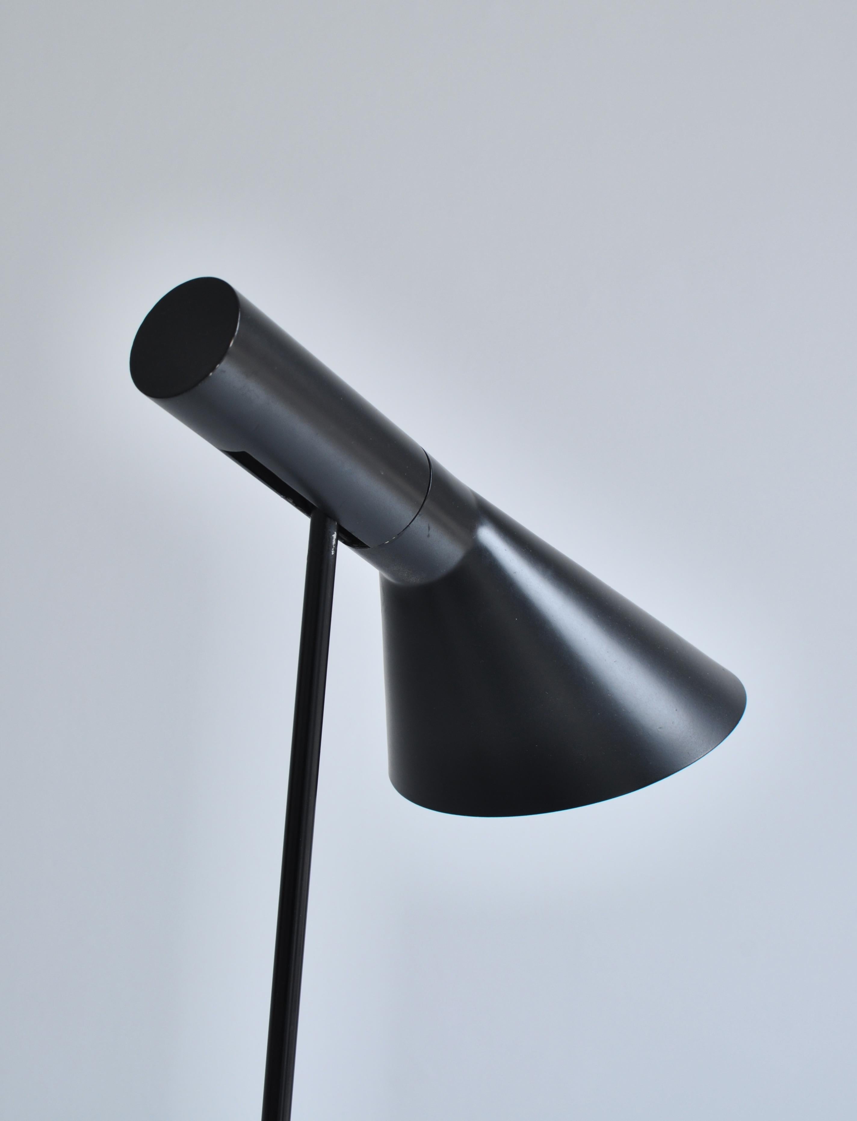 Scandinavian Modern Arne Jacobsen Vintage Black Metal Floor Lamp 