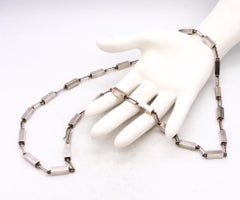 Arne Johansen 1970 Denmark Geometric Bold Sautoir Chain In .925 Sterling Silver