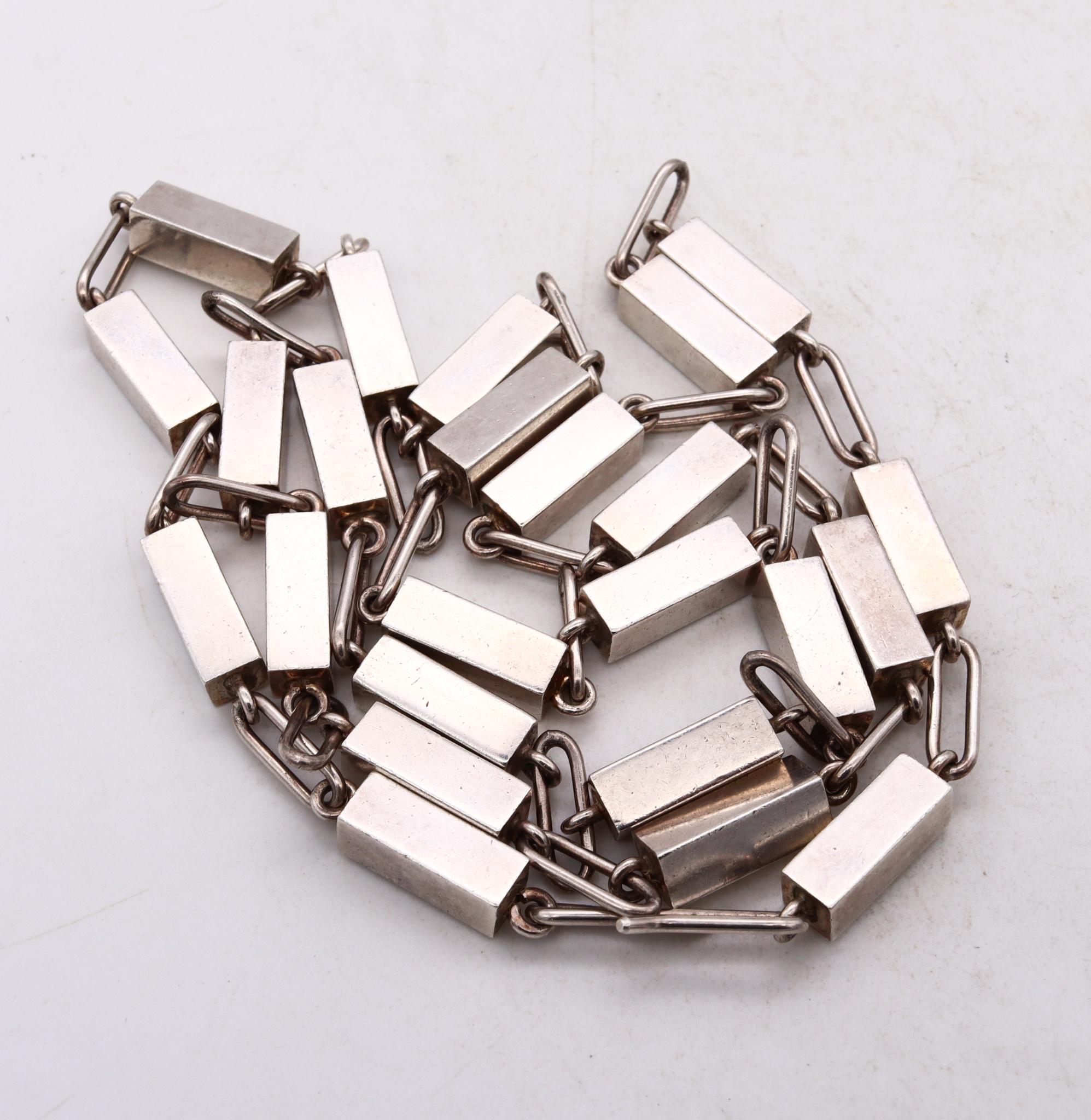 Arne Johansen Geometrische kühne Sautoir-Kette aus 925 Sterlingsilber, Dänemark (Modernistisch)