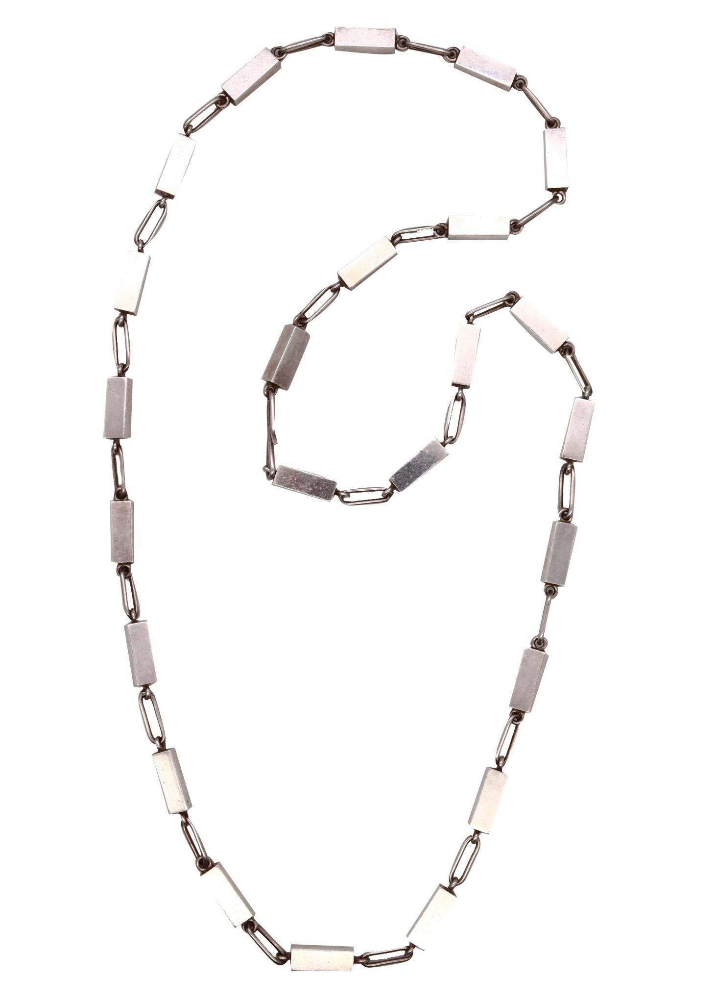 Arne Johansen Geometrische kühne Sautoir-Kette aus 925 Sterlingsilber, Dänemark für Damen oder Herren