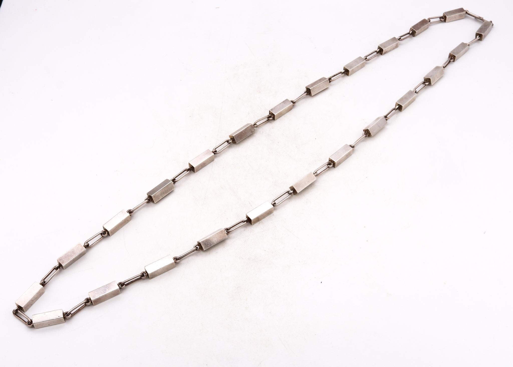 Arne Johansen Geometrische kühne Sautoir-Kette aus 925 Sterlingsilber, Dänemark 1