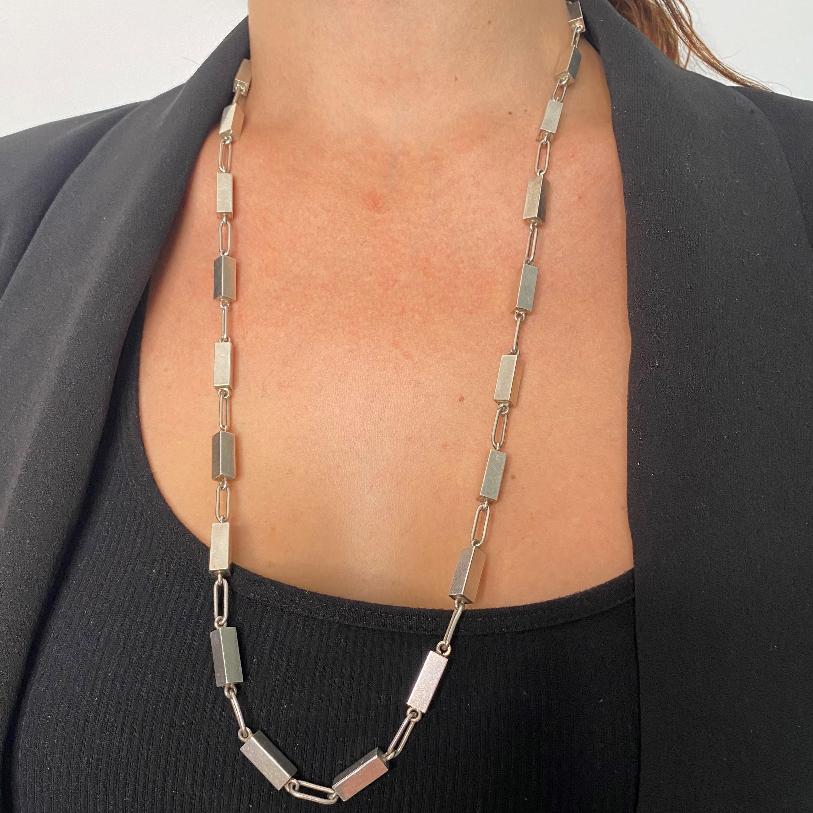 Arne Johansen Geometrische kühne Sautoir-Kette aus 925 Sterlingsilber, Dänemark 2