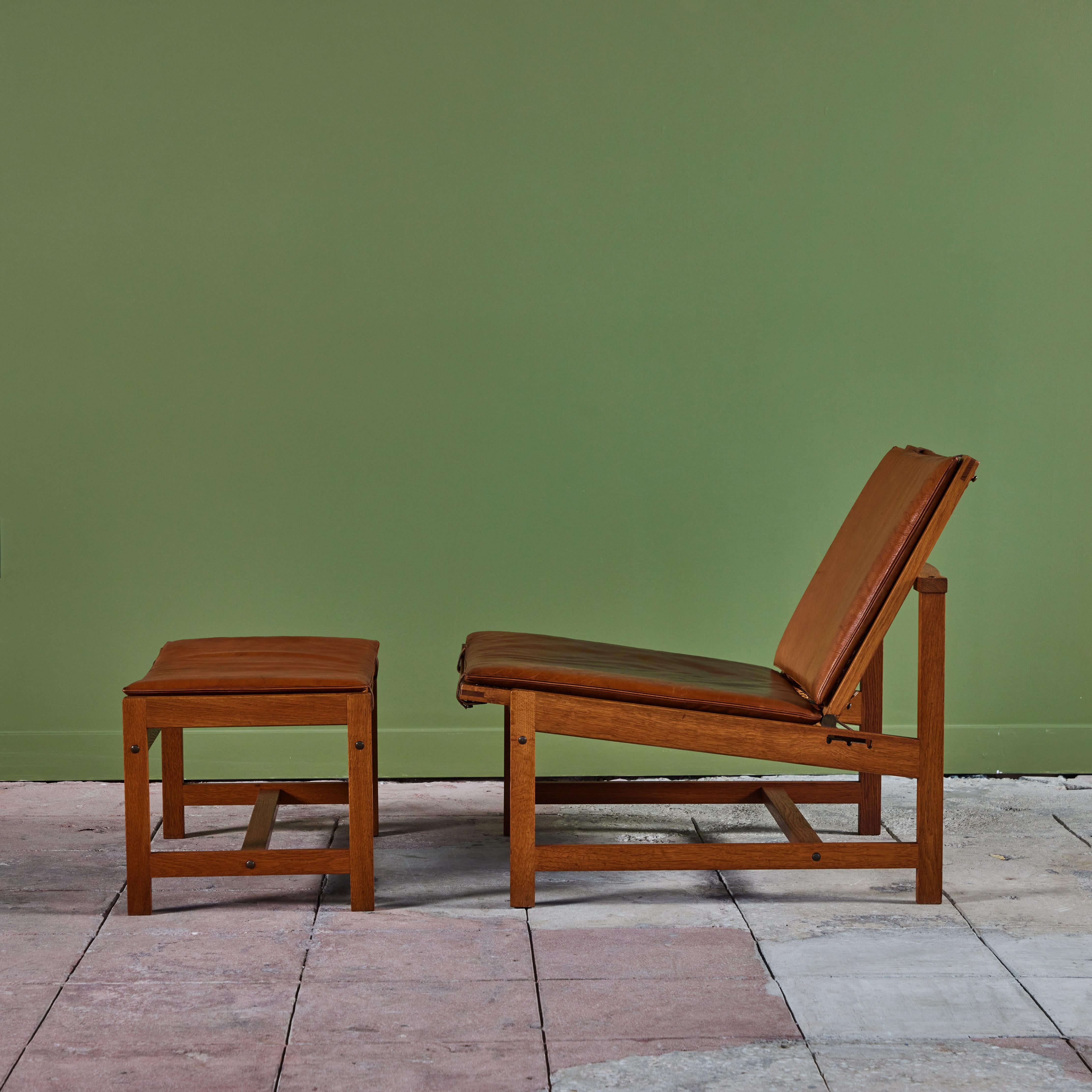 Arne Karlsen and Peter Hjort Leather and Cane Lounge Chair and Ottoman 5