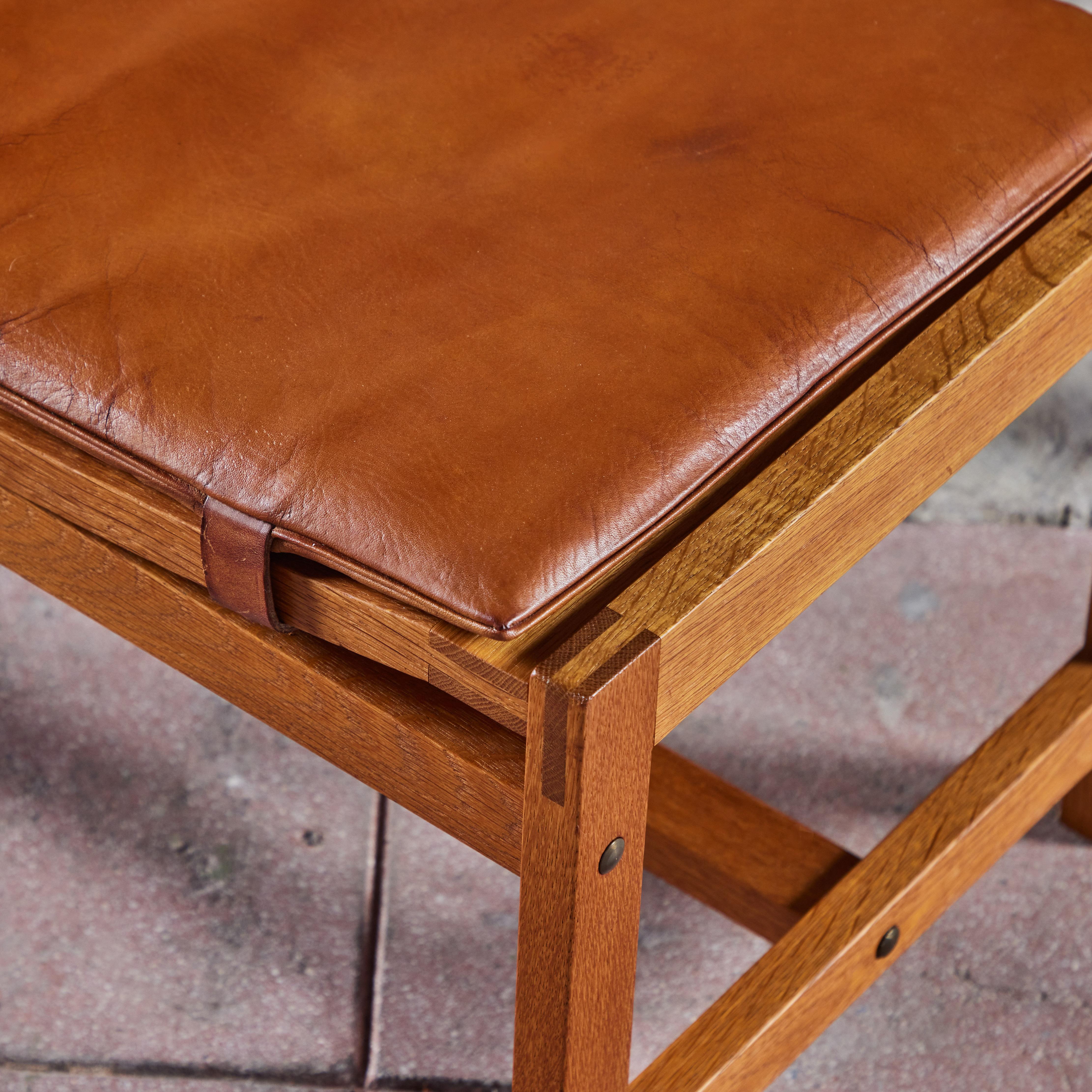 Arne Karlsen and Peter Hjort Leather and Cane Lounge Chair and Ottoman 5