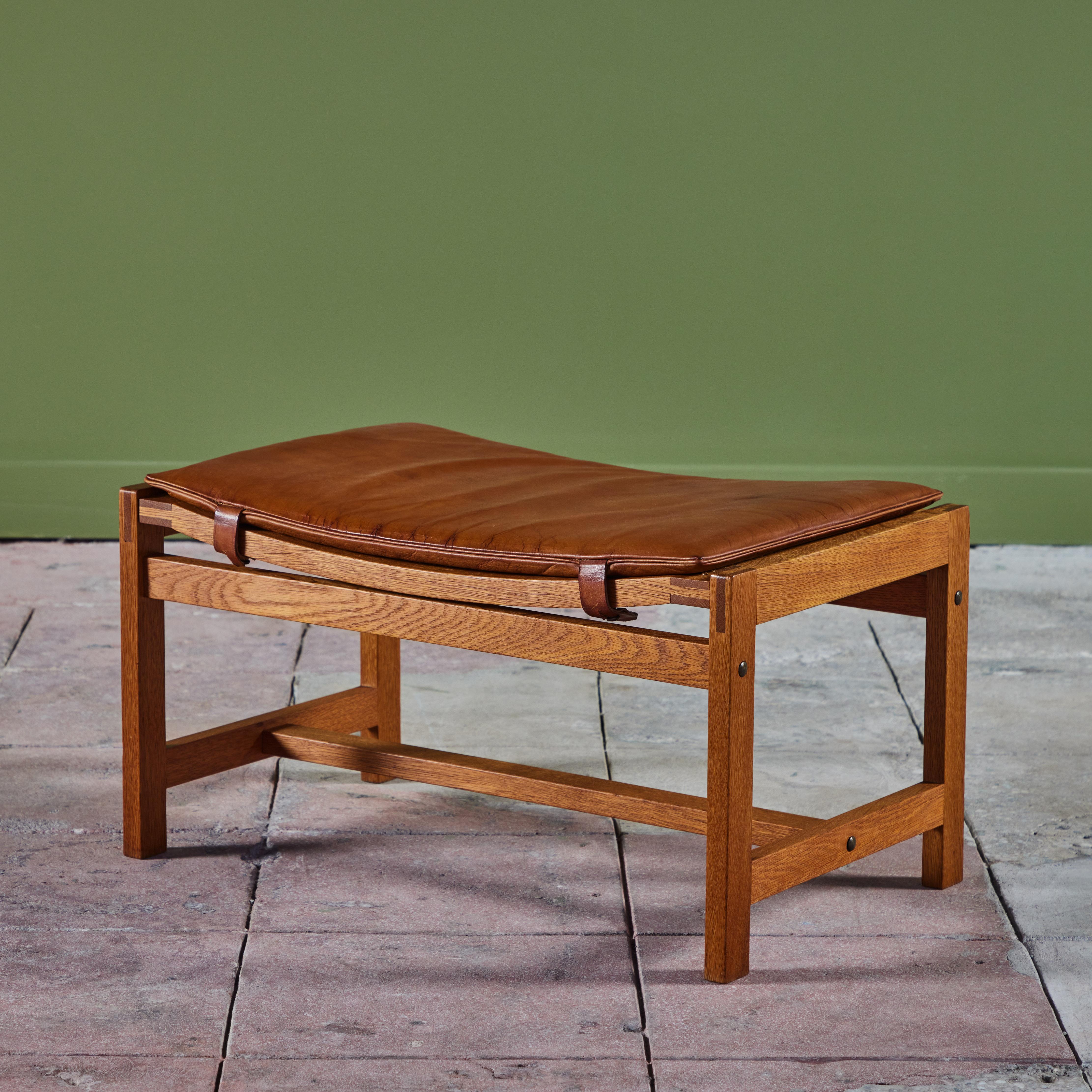 Arne Karlsen and Peter Hjort Leather and Cane Lounge Chair and Ottoman 6