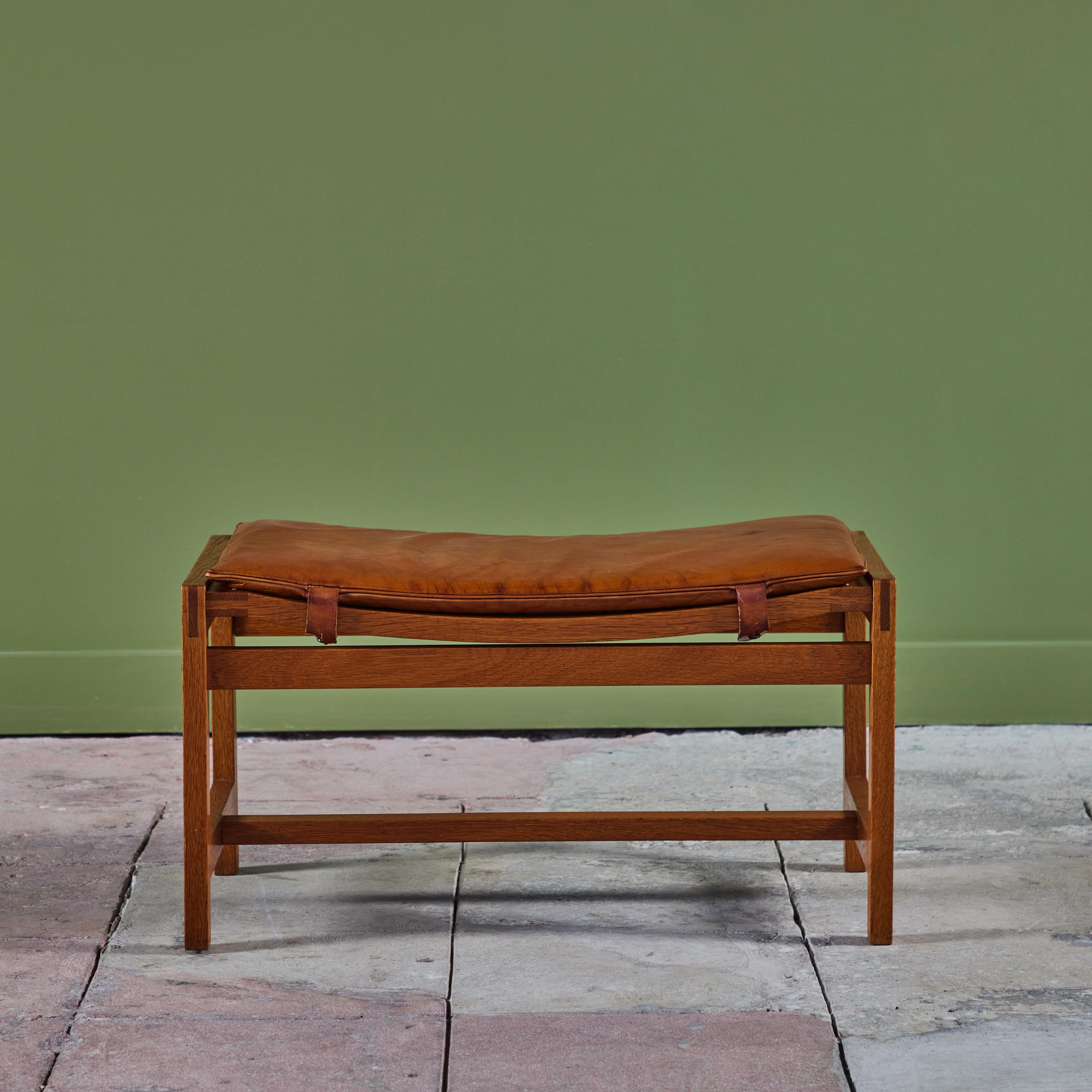Arne Karlsen and Peter Hjort Leather and Cane Lounge Chair and Ottoman 8