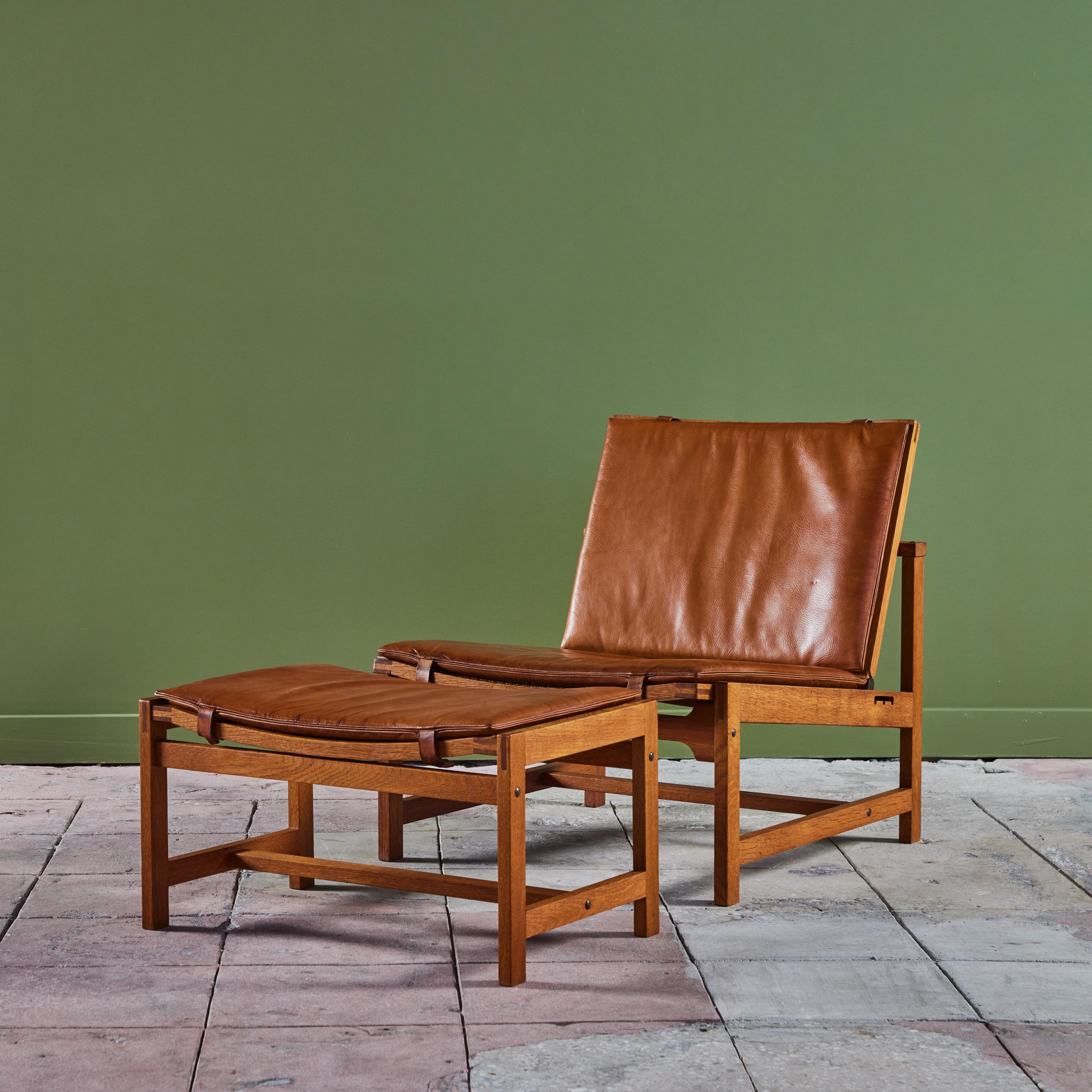 Arne Karlsen and Peter Hjort Leather and Cane Lounge Chair and Ottoman 2