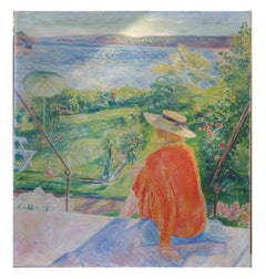 Antique Landscape with Woman in Red