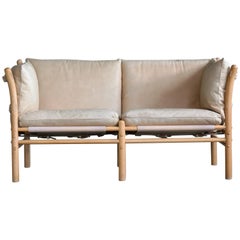 Arne Norell 1960s Two-Seat Sofa Model Ilona in Cream and Tan Leather