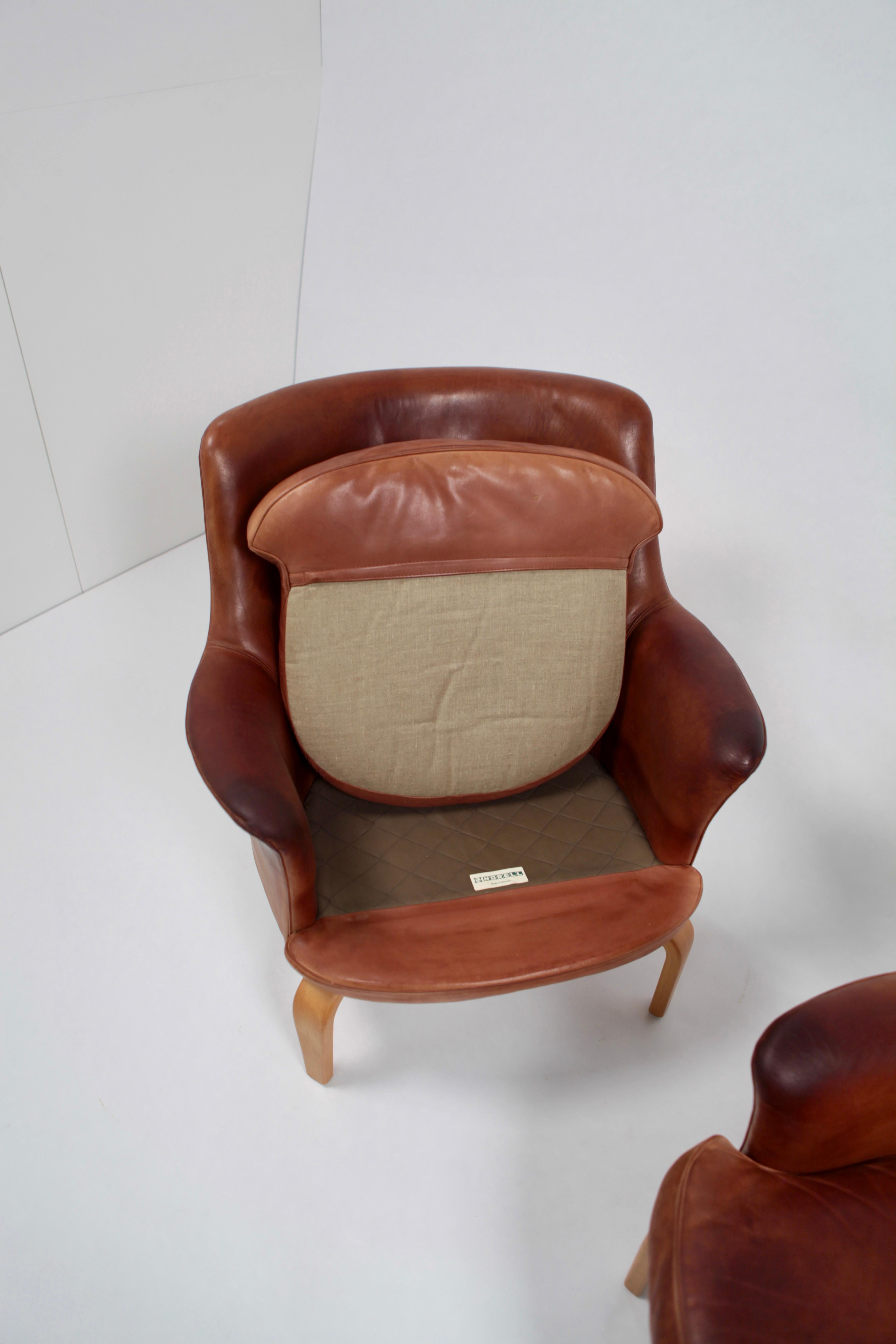 Paire de fauteuils Pilot d'Arne Norell, en cuir et hêtre, Suède, 1967 6