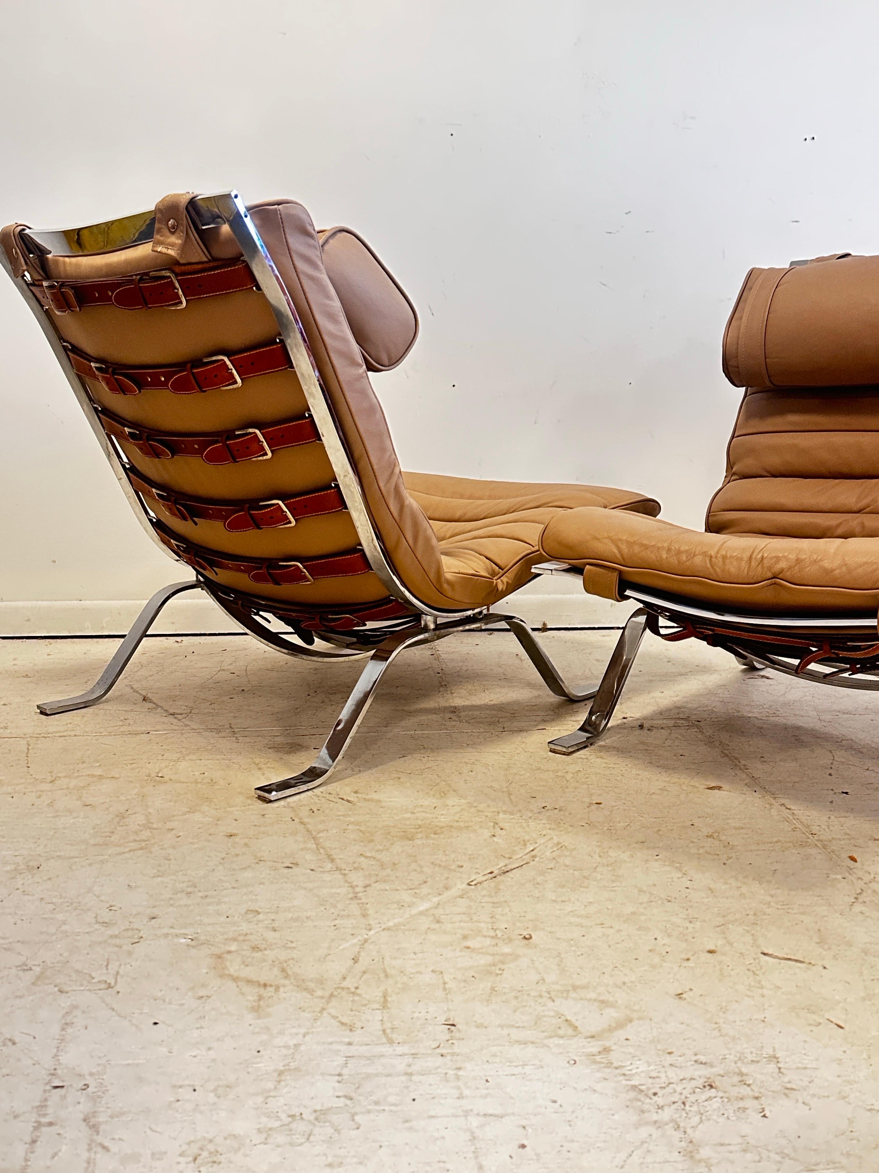 Steel Arne Norell ‘Ari’ chair pair For Sale