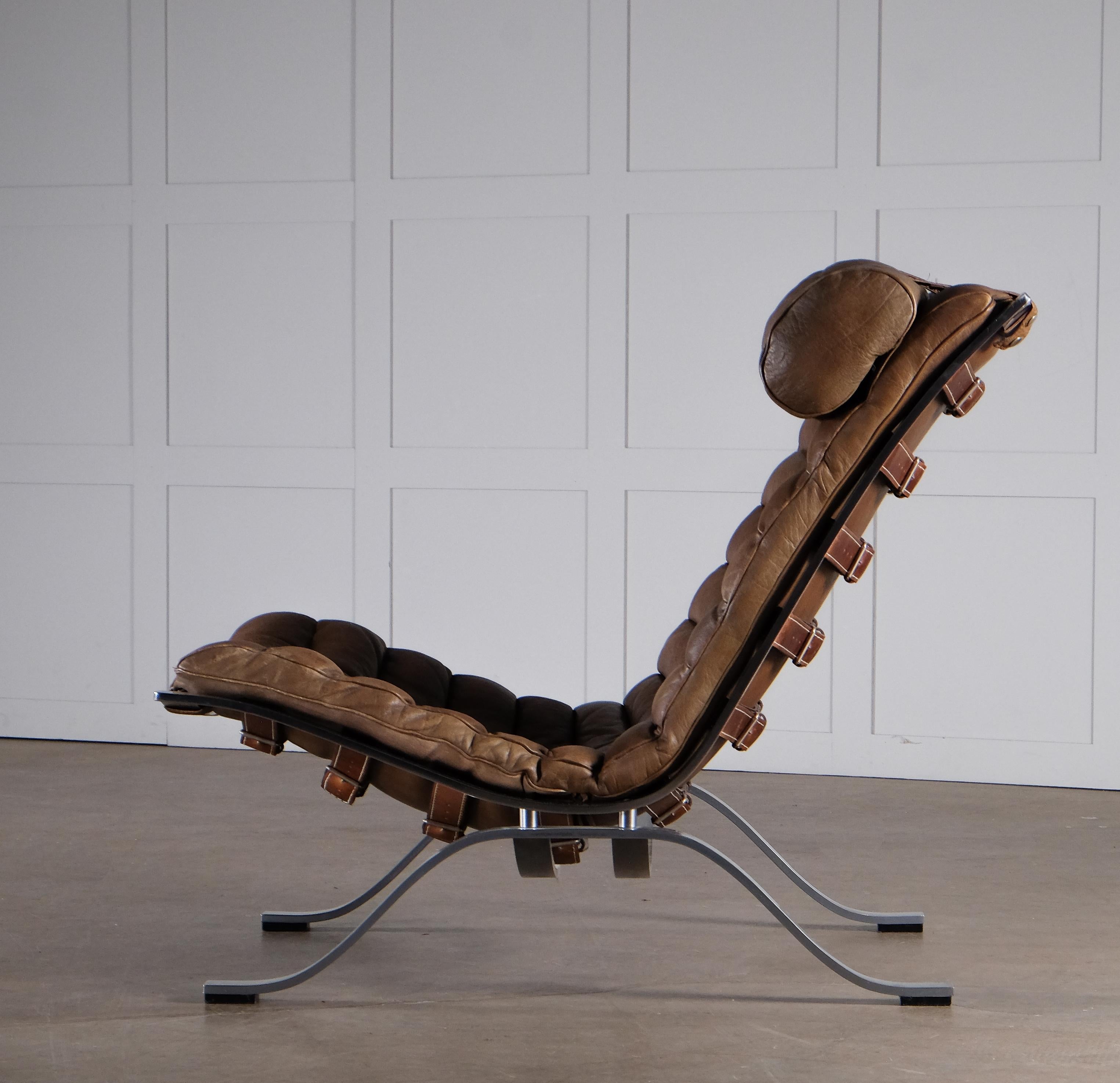 Arne Norell 'Ari' Easy Chair in Brown Leather, Sweden, 1970s For Sale 2