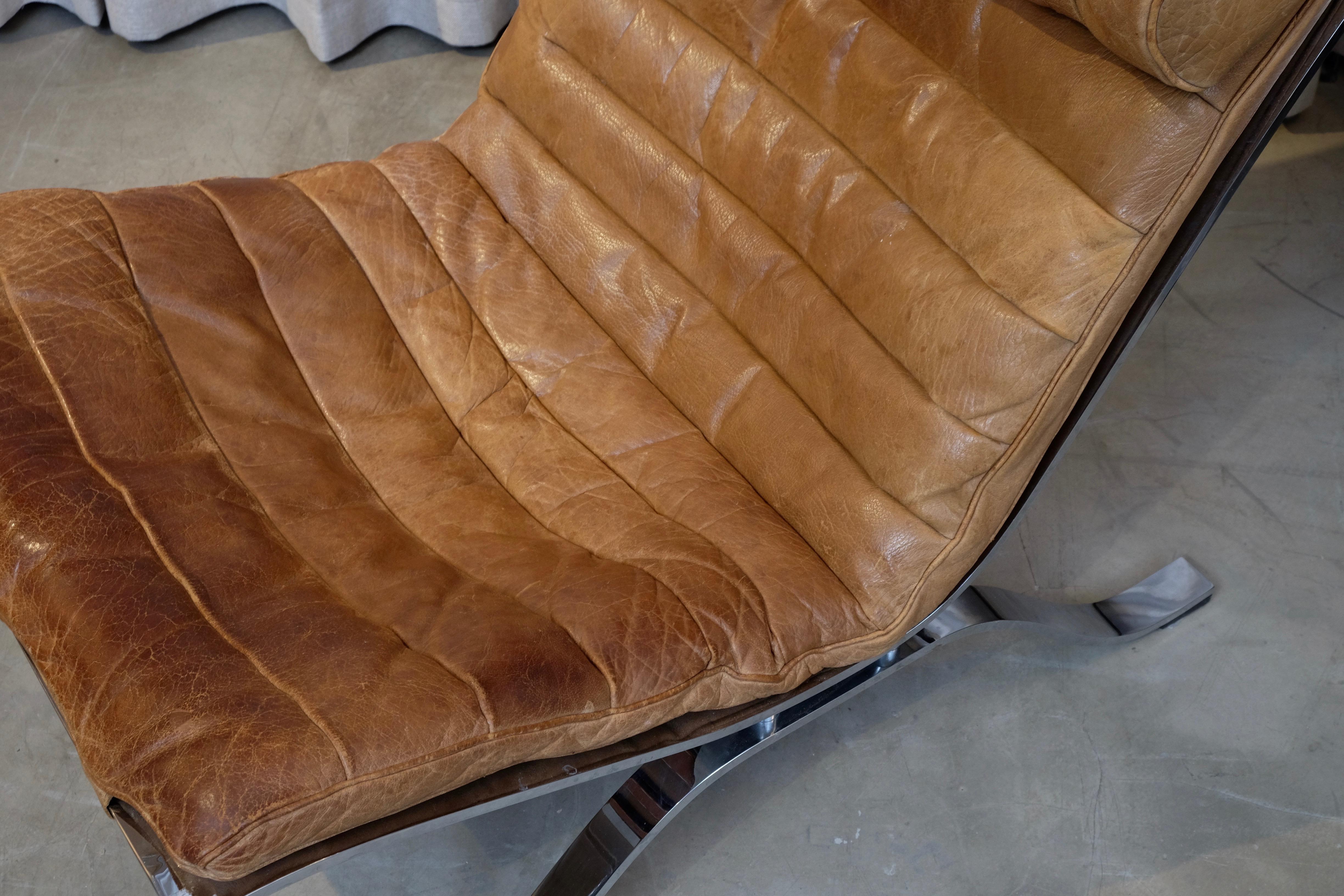 Arne Norell Ari Easy Chairs in Cognac Brown Leather, Sweden, 1960s For Sale 9