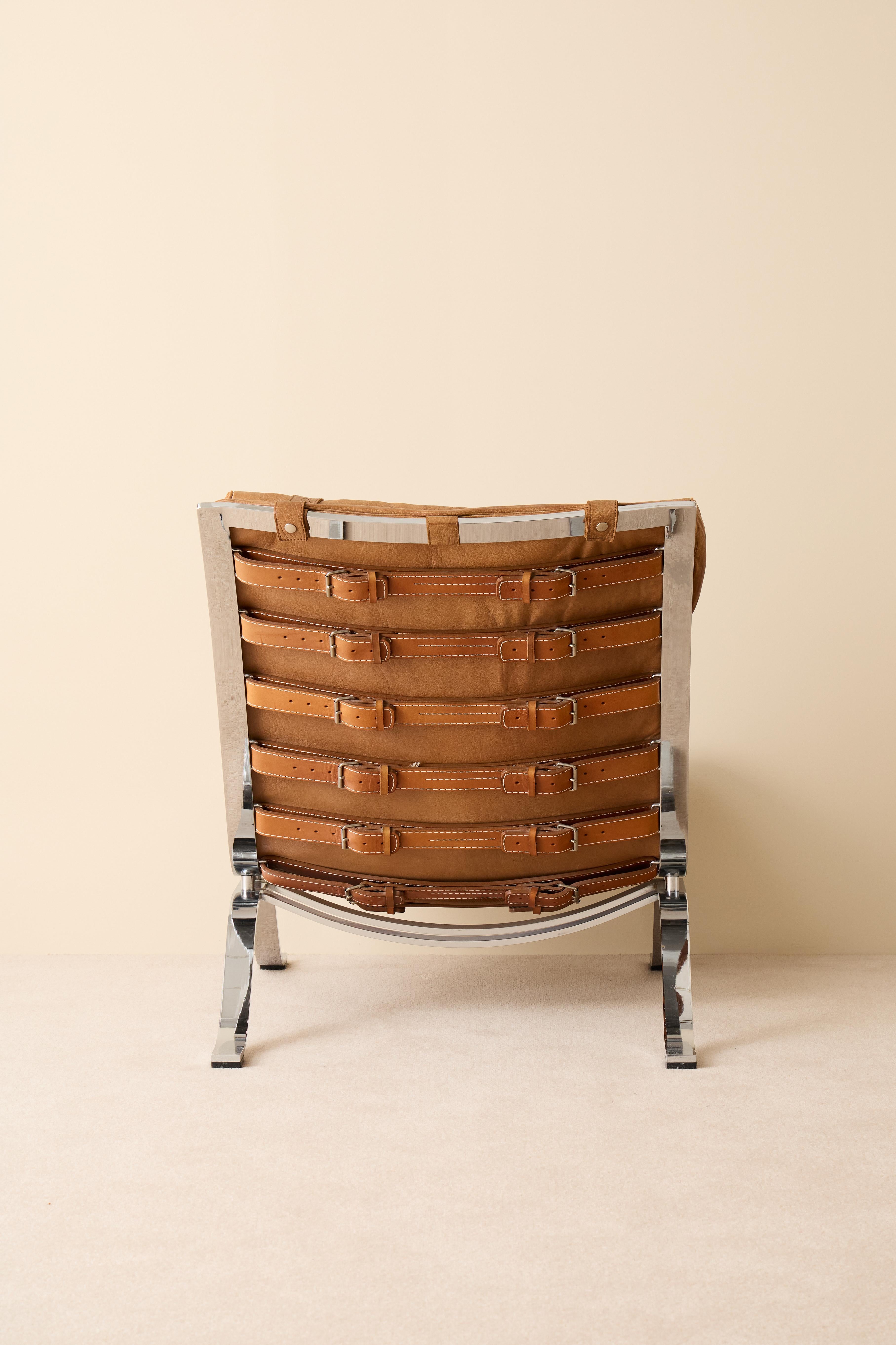 Pelle Arne Norell Ari Easy Chairs in pelle marrone cognac, Svezia, anni '60 in vendita