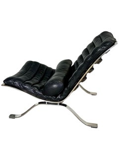 Arne Norell “Ari” Leather and Steel Lounge Chair, Sweden 1970