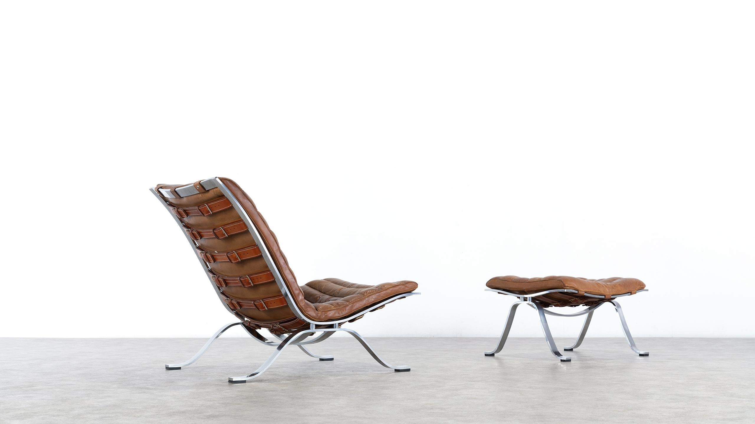 Scandinavian Modern Arne Norell, Ari Lounge Chair and Ottoman, 1966 or Norell Möbel, Aneby, Sweden