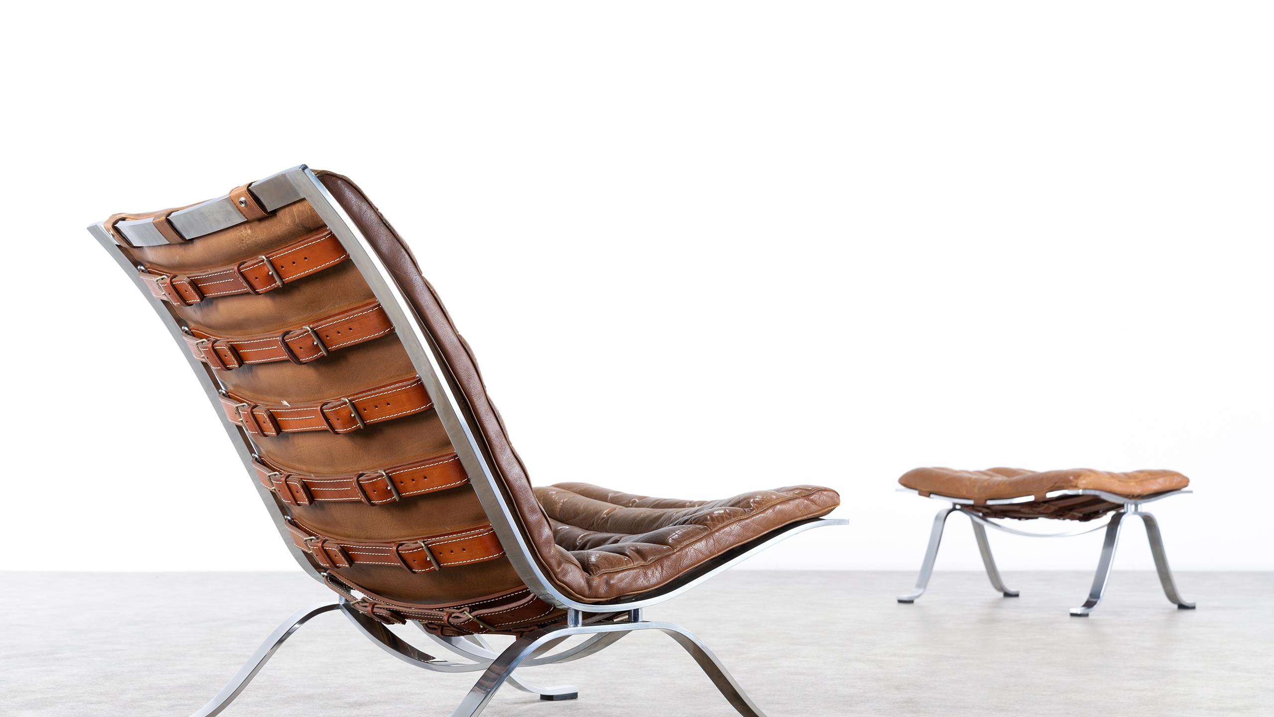 Swedish Arne Norell, Ari Lounge Chair and Ottoman, 1966 or Norell Möbel, Aneby, Sweden