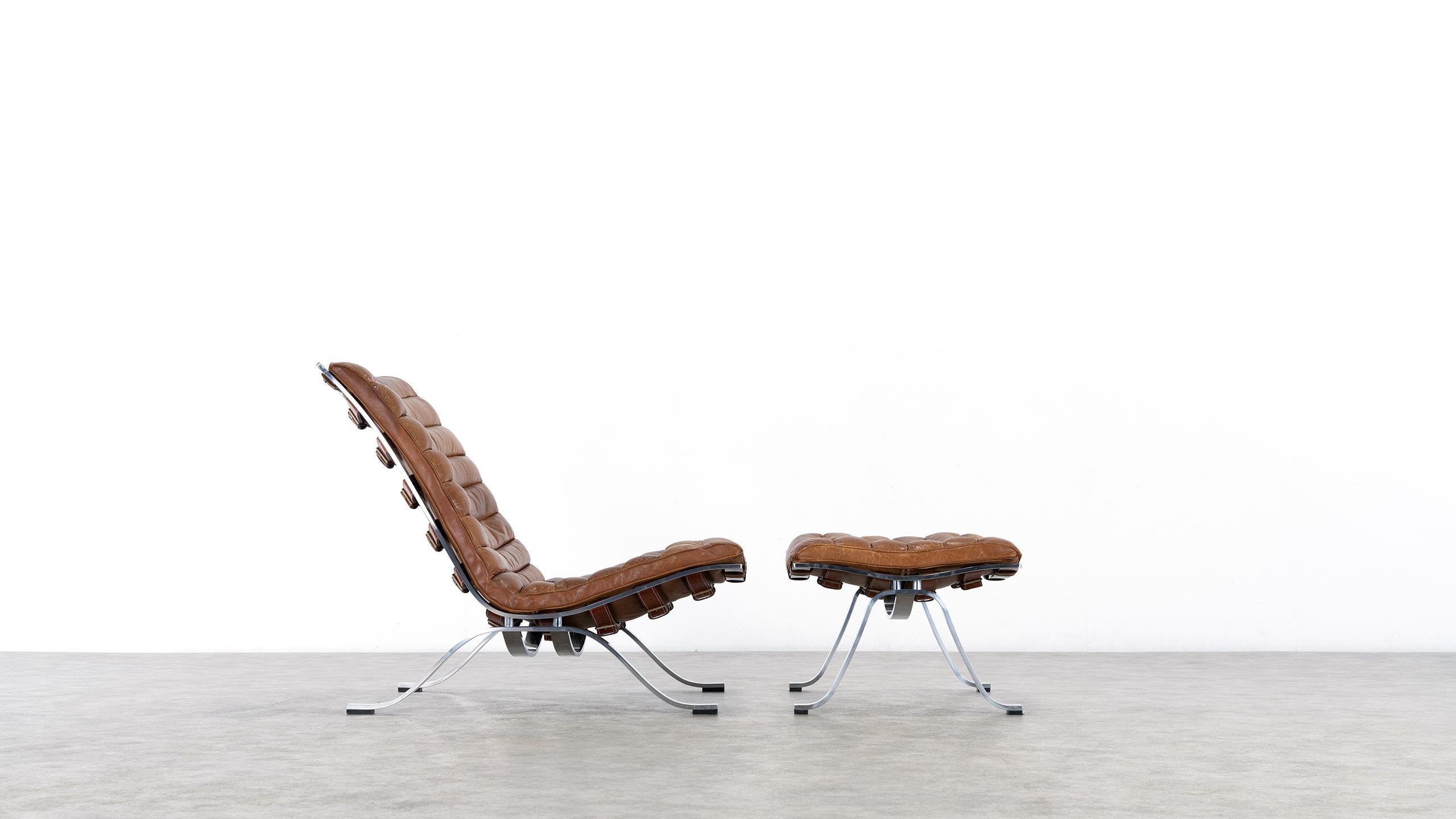 Arne Norell, Ari Lounge Chair and Ottoman, 1966 or Norell Möbel, Aneby, Sweden In Good Condition In Munster, NRW