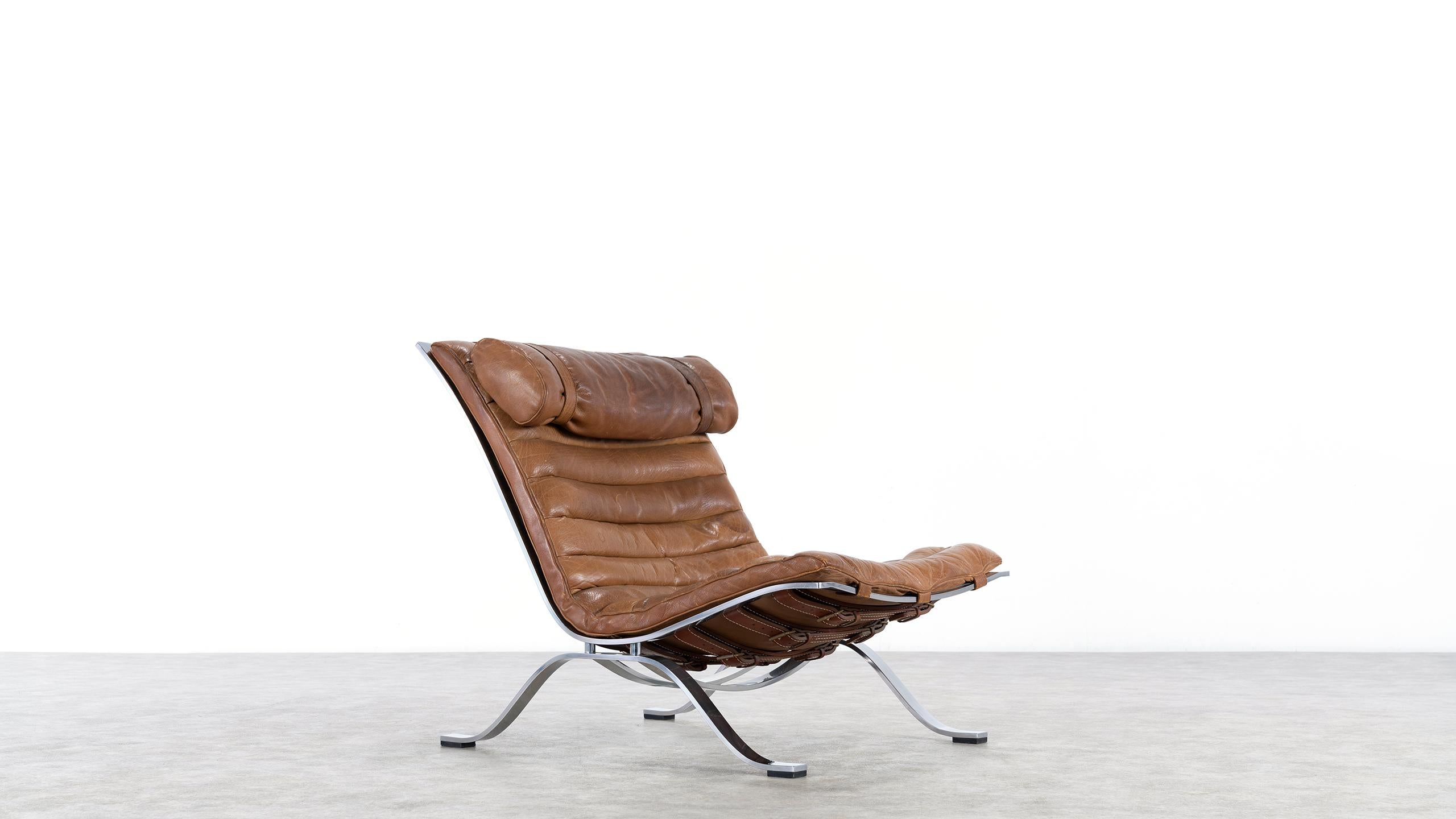 Steel Arne Norell, Ari Lounge Chair and Ottoman, 1966 or Norell Möbel, Aneby, Sweden