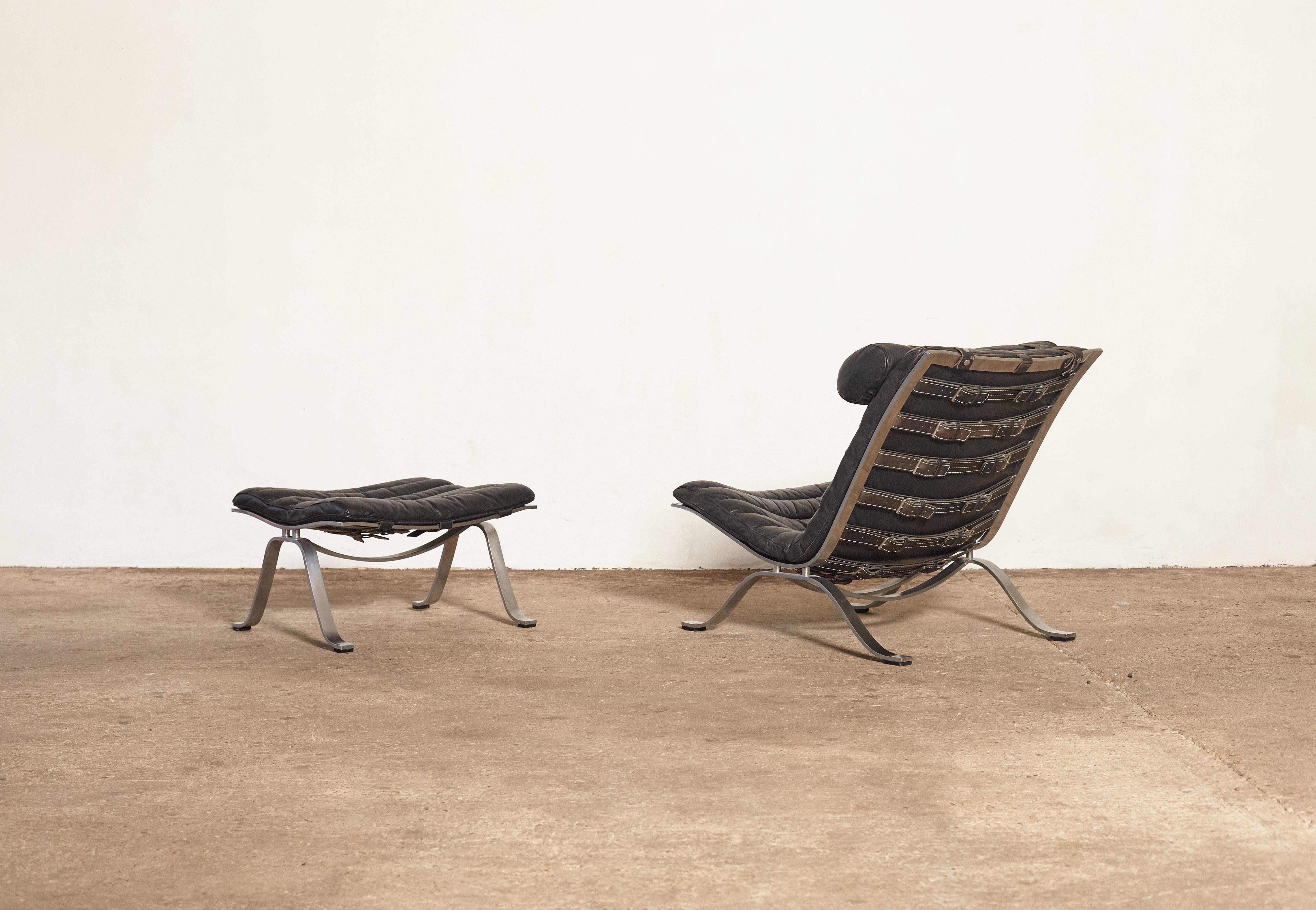 Arne Norell Ari Lounge Chair and Ottoman, 1970s, Sweden In Good Condition In London, GB