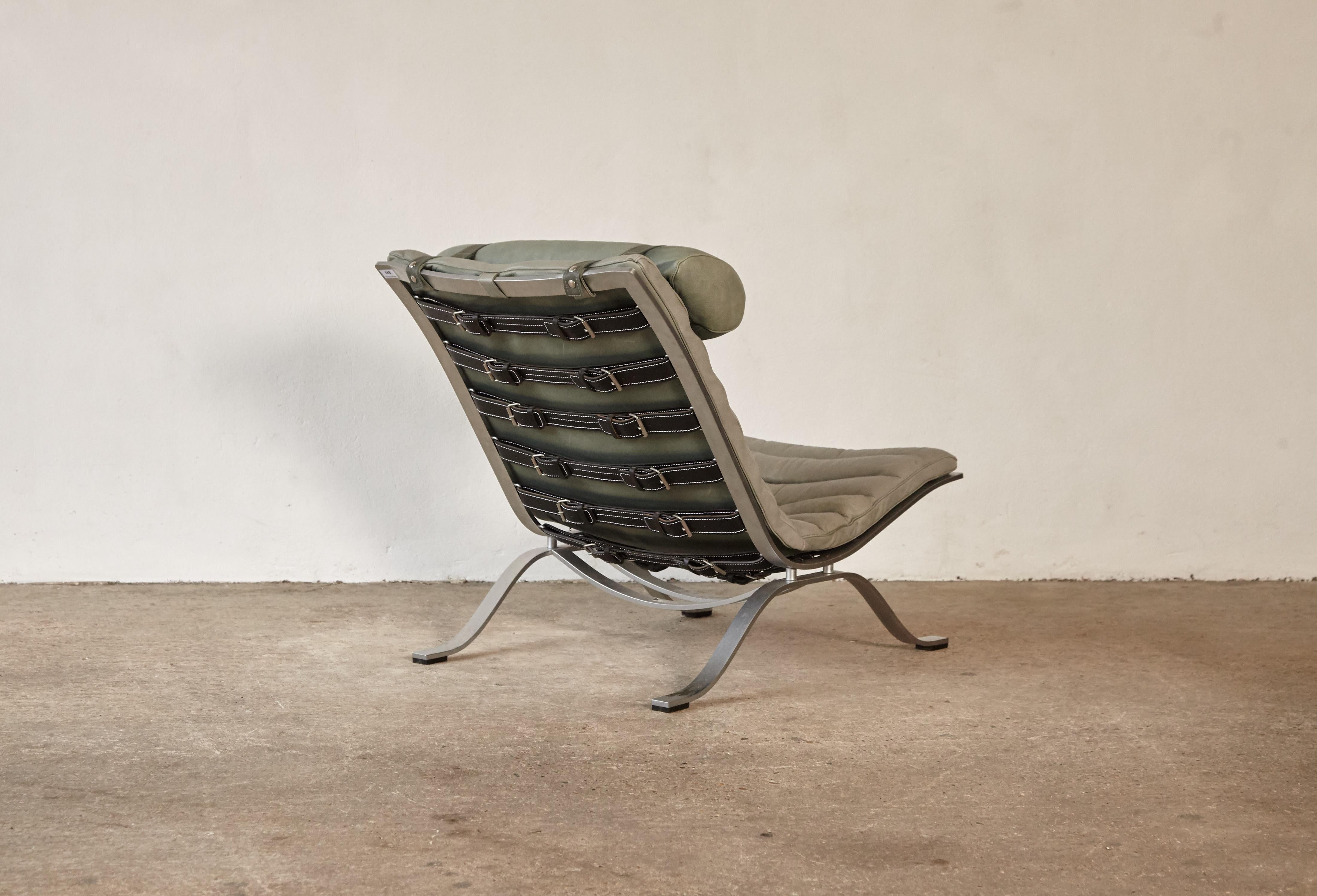 Steel Arne Norell Ari Lounge Chair and Ottoman, 1970s, Sweden