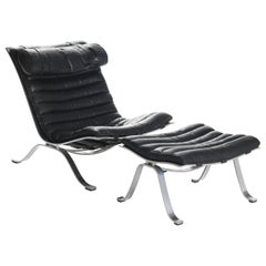 Silla de salón y otomana Arne Norell Ari, años 70, Suecia