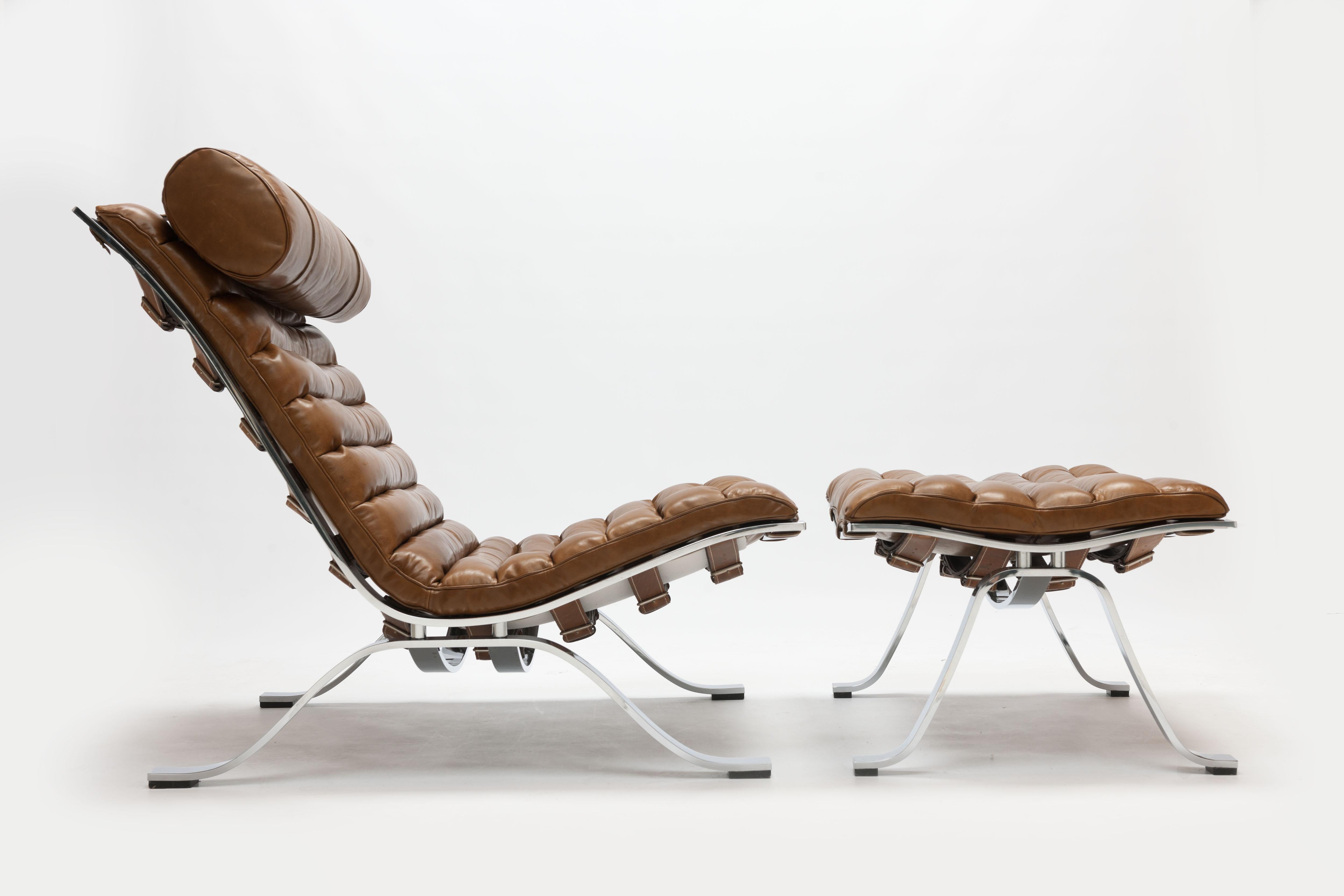 Arne Norell Ari Lounge Chair and Ottoman in Bronze Leather 8