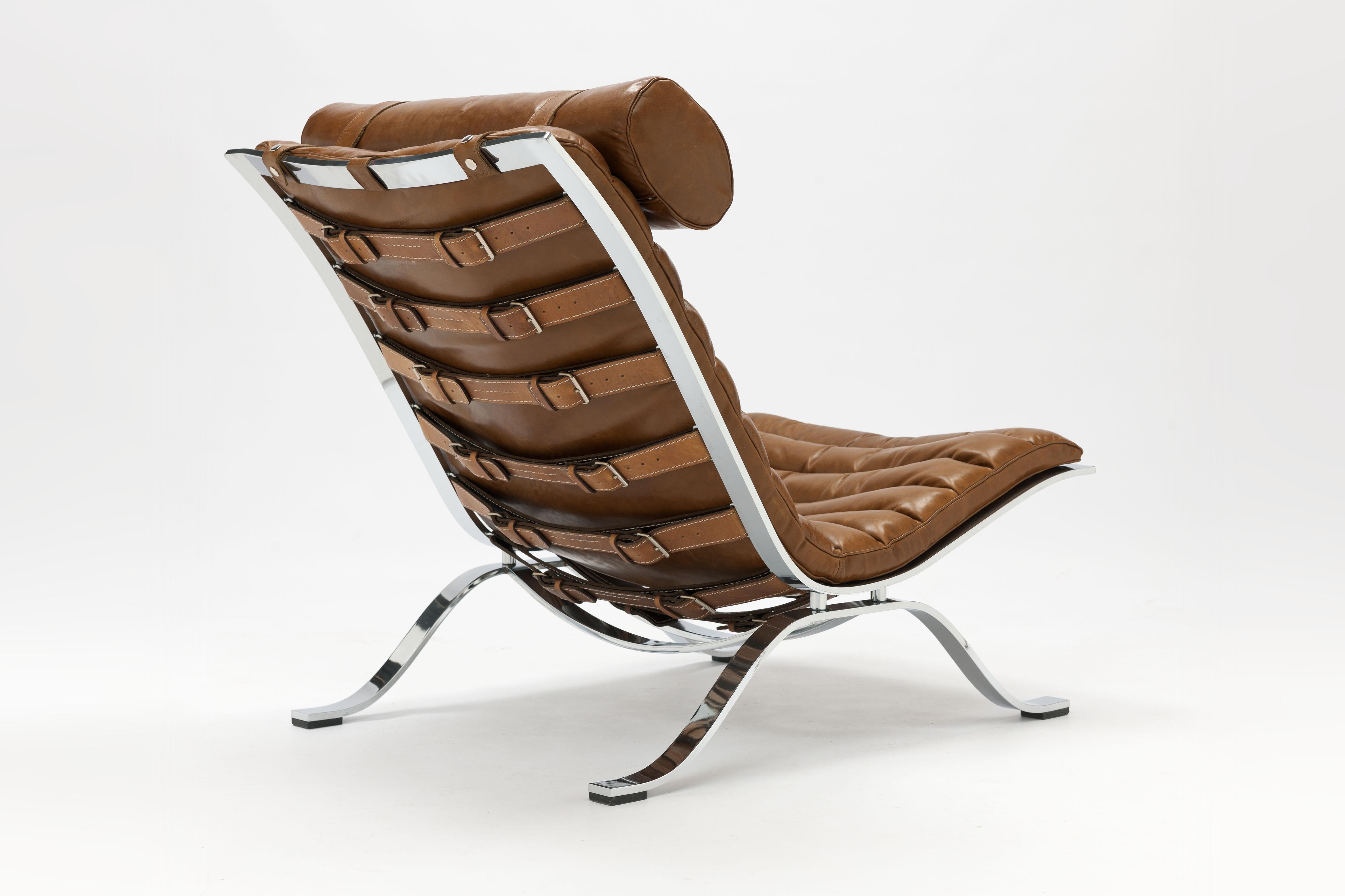 Swedish Arne Norell Ari Lounge Chair and Ottoman in Bronze Leather