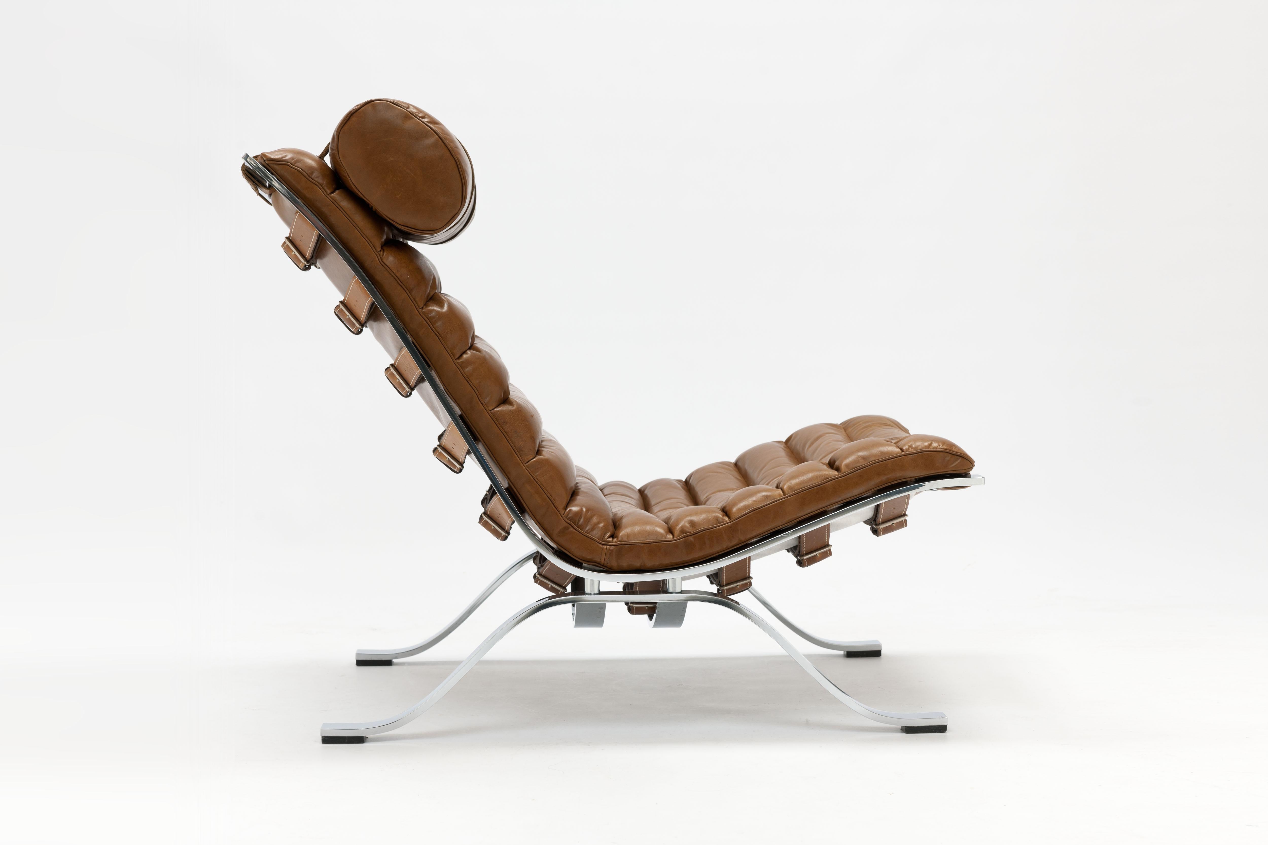 Arne Norell Ari Lounge Chair and Ottoman in Bronze Leather In Good Condition In Utrecht, NL
