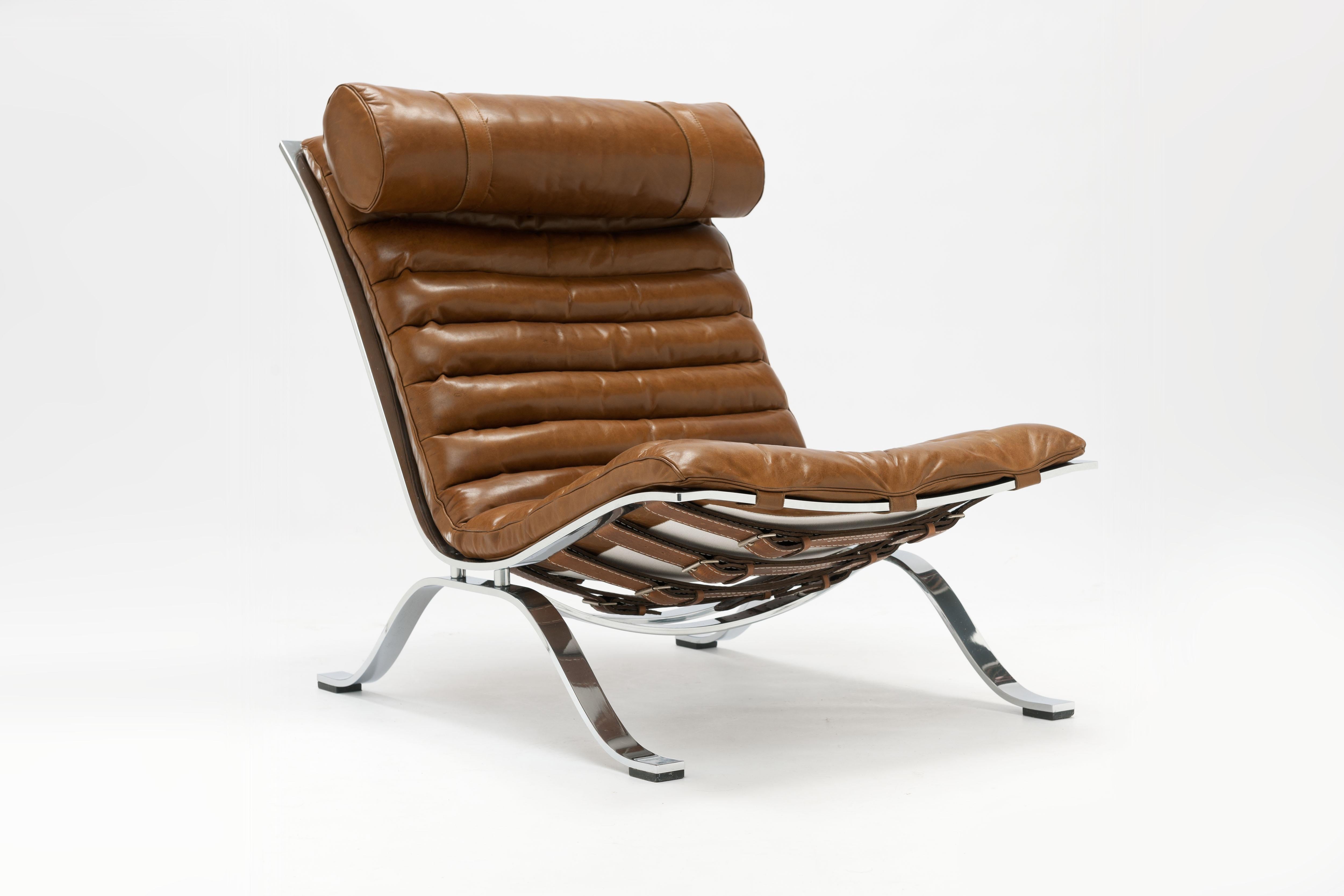 Mid-20th Century Arne Norell Ari Lounge Chair and Ottoman in Bronze Leather