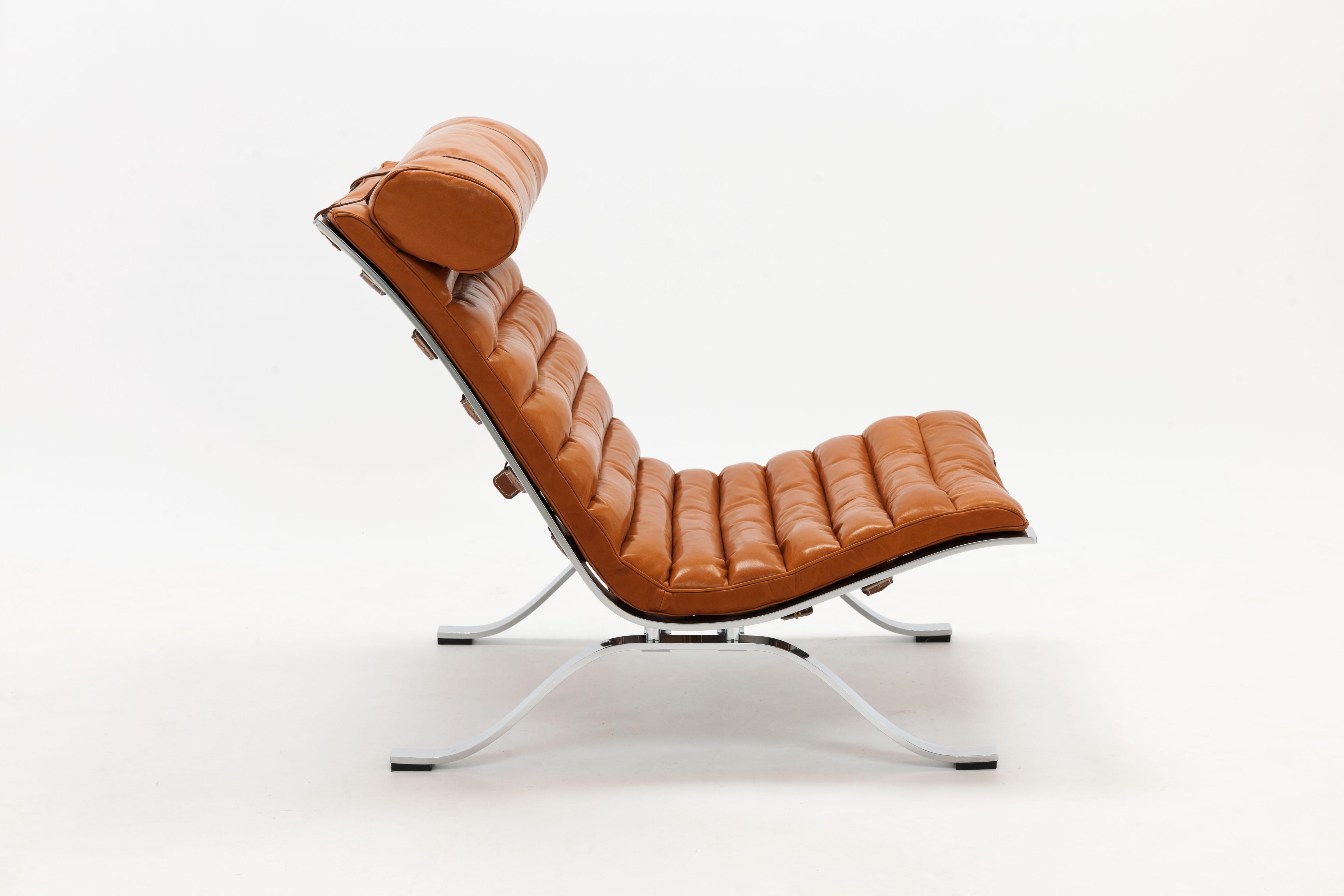 Arne Norell Ari Lounge Chair & Ottoman, New Cognac Leather In Excellent Condition In Utrecht, NL