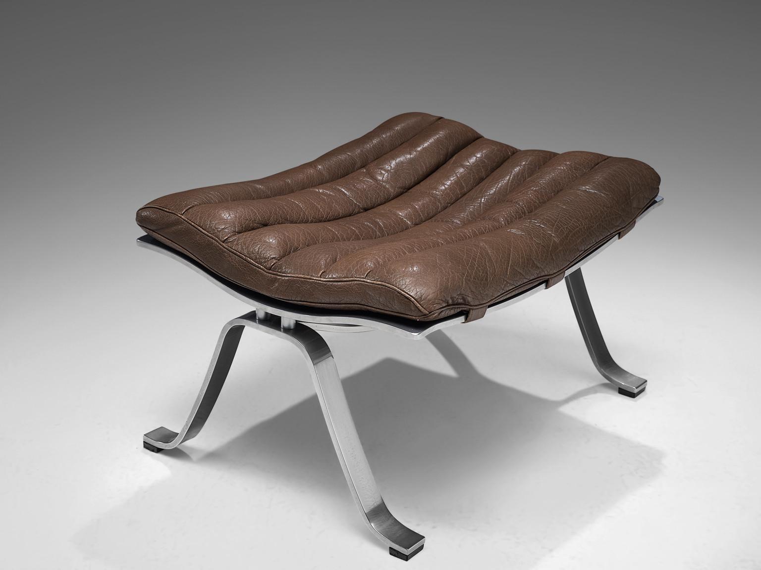 Arne Norell 'Ari' Lounge Chair and Ottoman in Dark Brown Leather 2