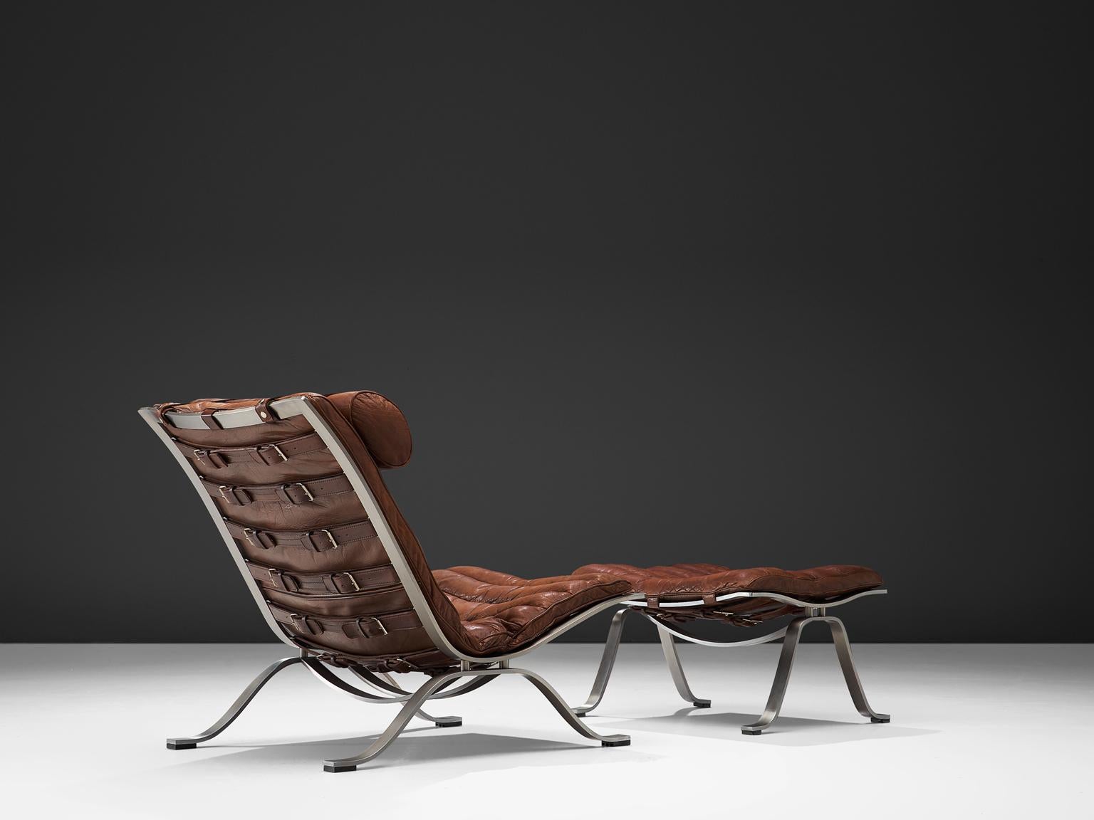 Danish Arne Norell 'Ari' Lounge Chair and Ottoman in Leather