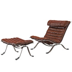 Arne Norell 'Ari' Lounge Chair and Ottoman in Leather