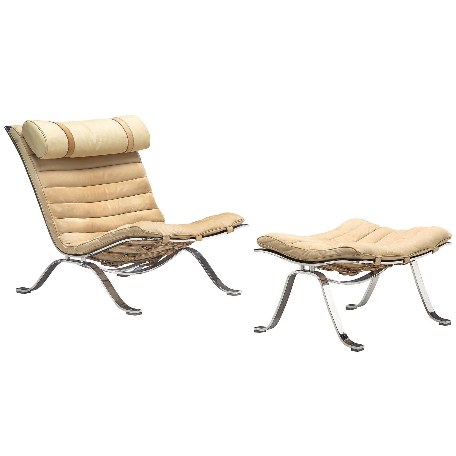 Arne Norell ' Ari' Lounge Chair and Ottoman in Leather