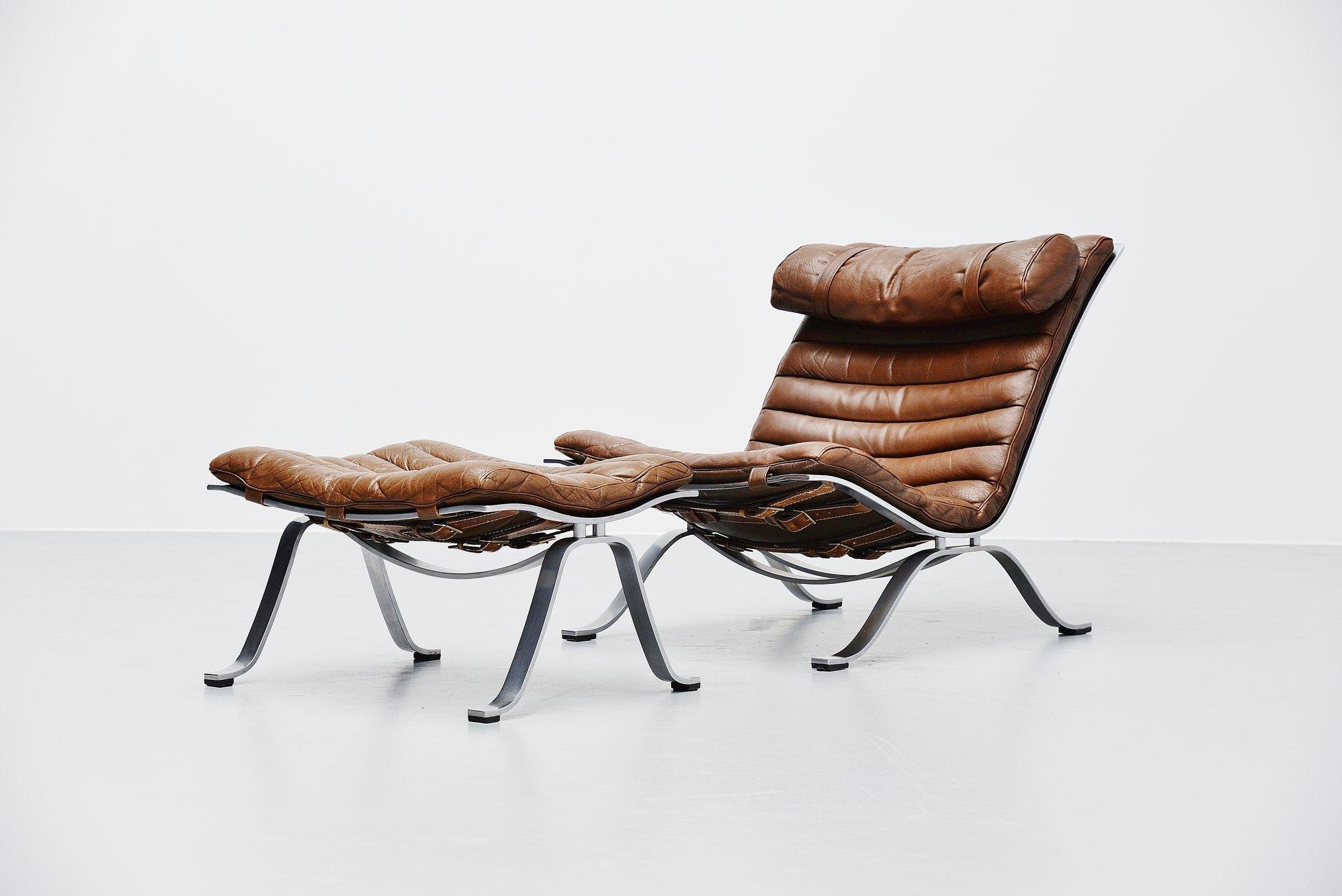 Scandinavian Modern Arne Norell Ari Lounge Chair and Ottoman, Sweden, 1966