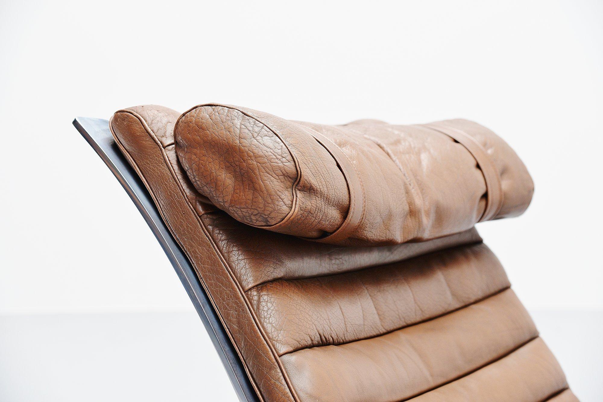 Stainless Steel Arne Norell Ari Lounge Chair and Ottoman, Sweden, 1966