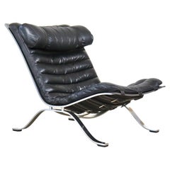 Arne Norell Ari Lounge Chair in Black Leather for Norell Möbel AB