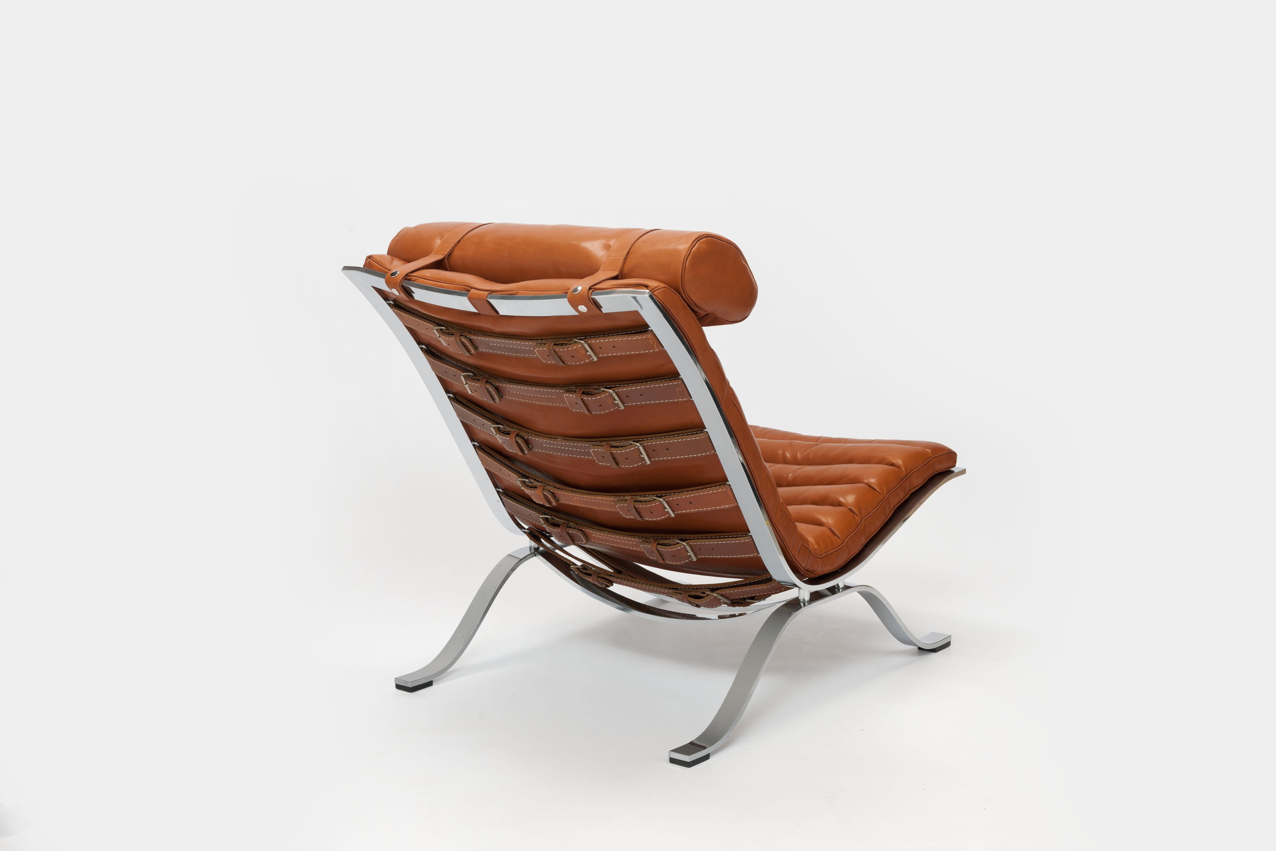 Scandinavian Modern Arne Norell ARI Lounge Chair in Cognac Leather