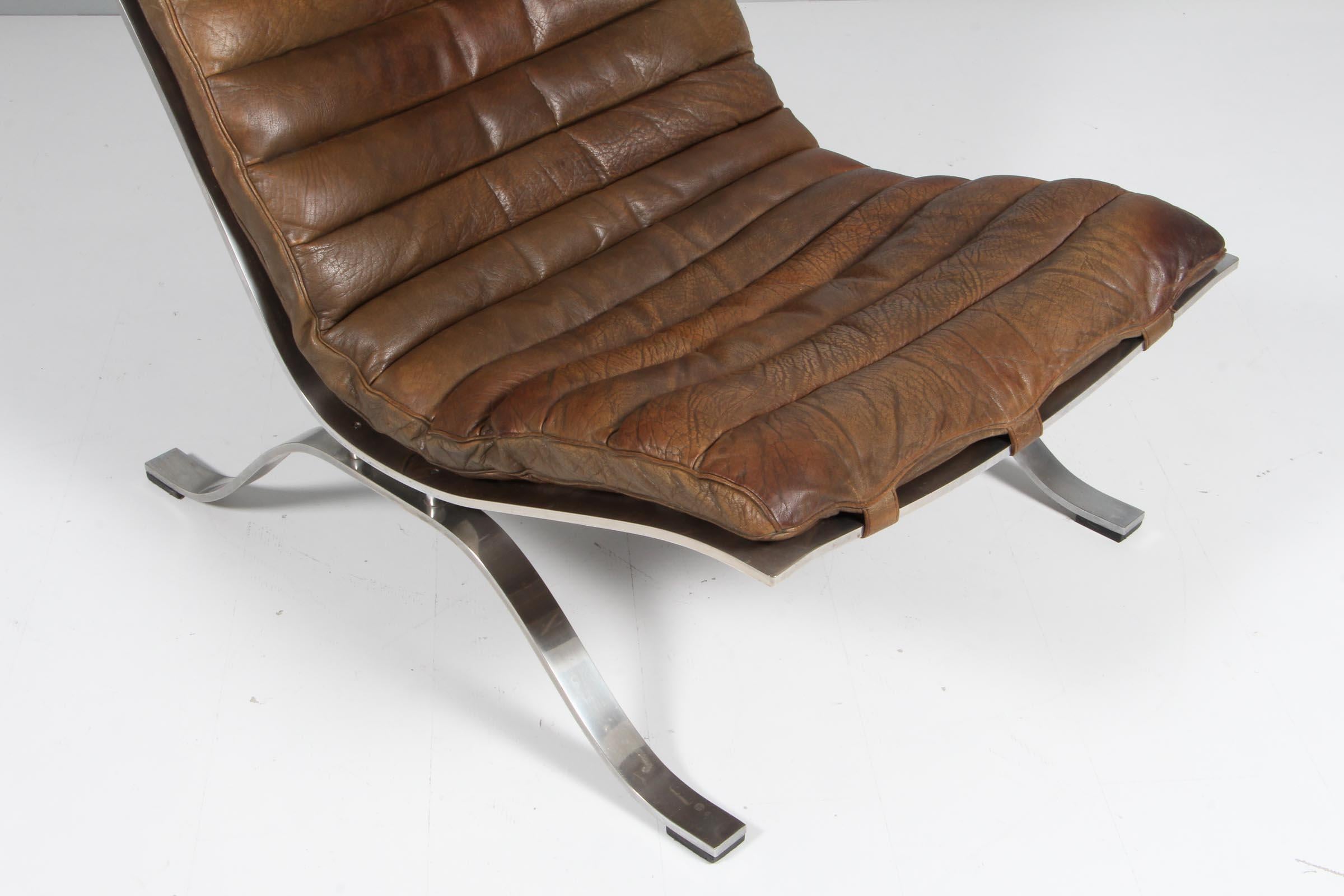 Swedish Arne Norell Ari Lounge Chair in Patinated Leather