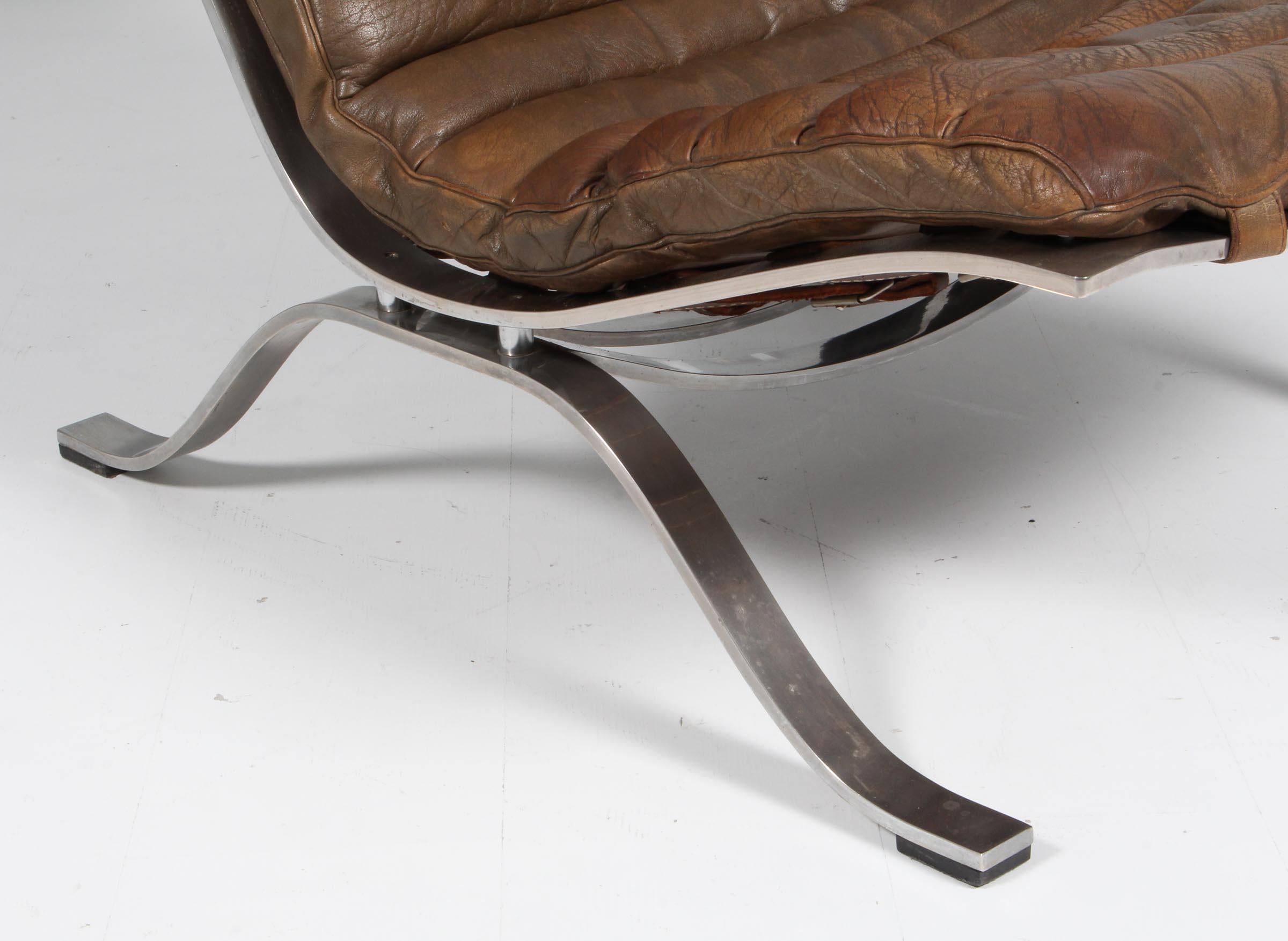 Arne Norell Ari Lounge Chair in Patinated Leather In Excellent Condition In Esbjerg, DK