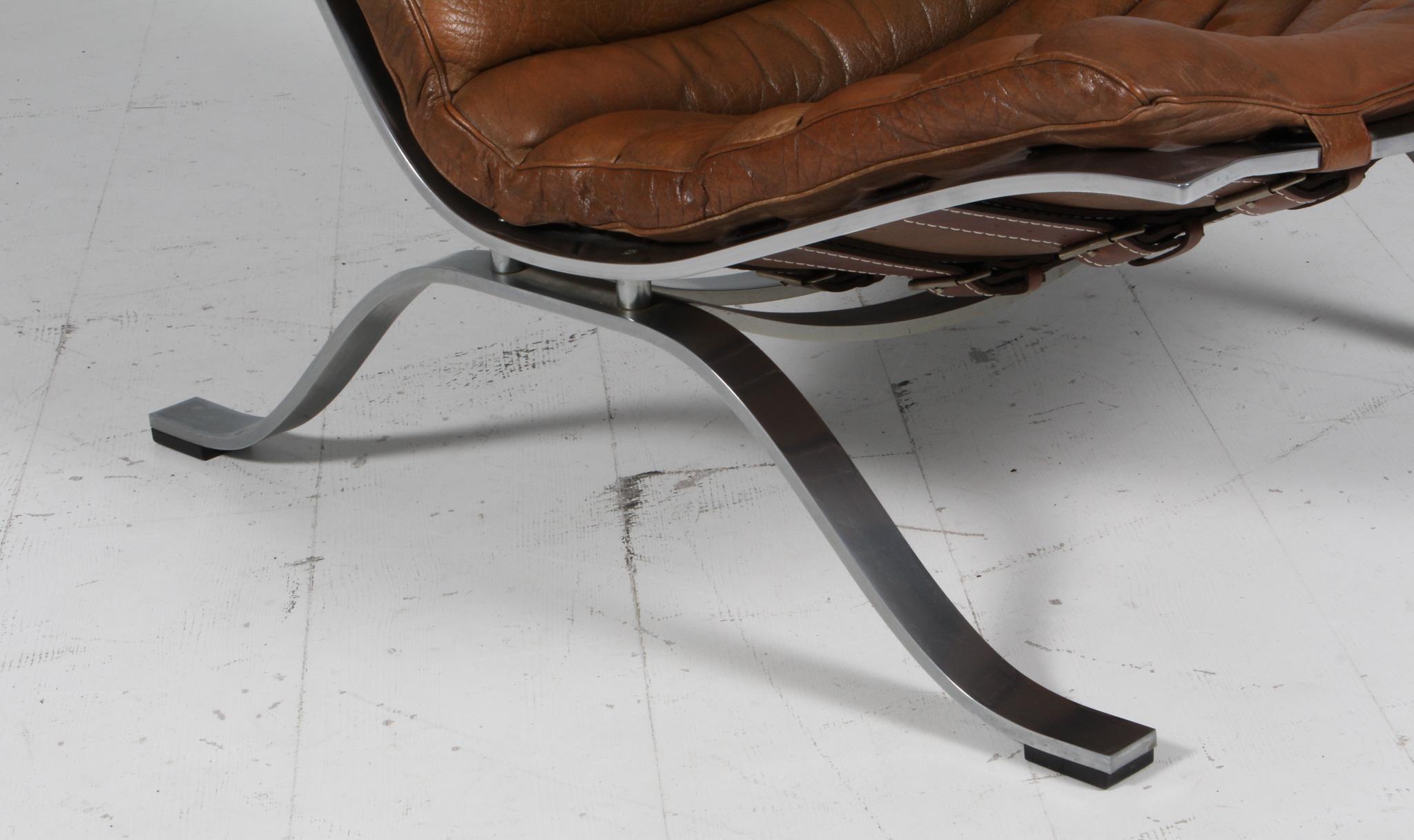 Arne Norell Ari Lounge Chair in Patinated Leather In Good Condition For Sale In Esbjerg, DK