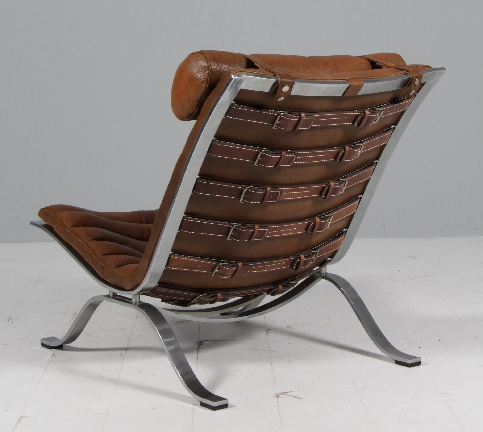 Arne Norell Ari Lounge Chair in Patinated Leather For Sale 1
