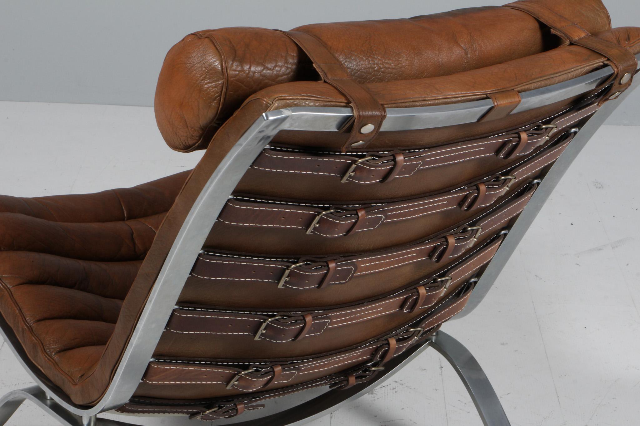 Arne Norell Ari Lounge Chair in Patinated Leather For Sale 2