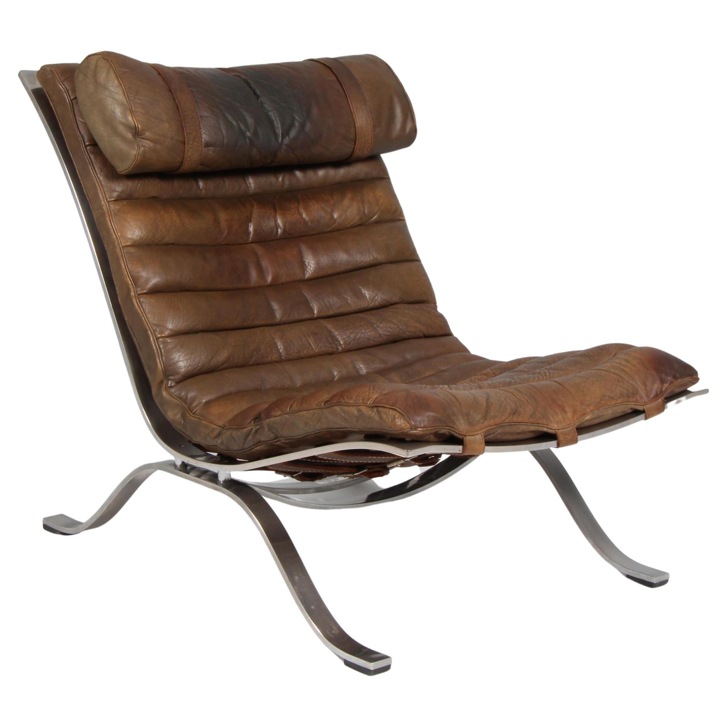 Arne Norell Ari Lounge Chair in Patinated Leather