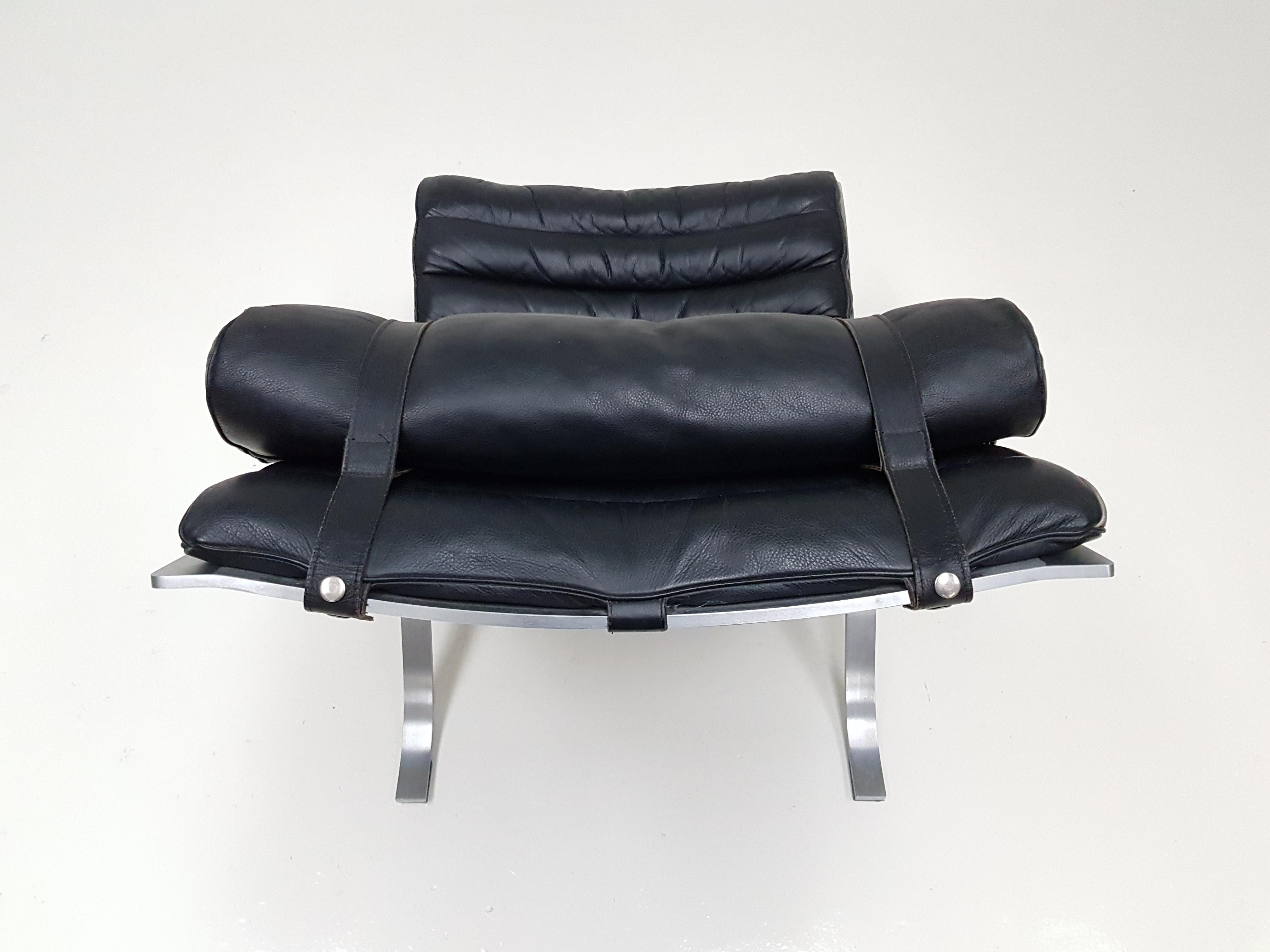 Steel Arne Norell 'Ari' Lounge Chair with Ottoman, 1966, Norell Möbe